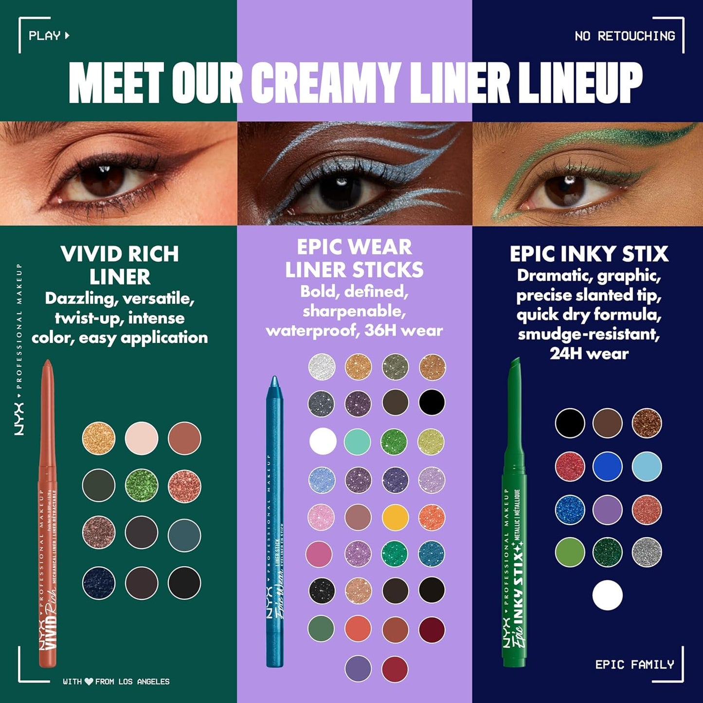 NYX Epic Inky Stix Eyeliner | Waterproof Cream Gel Formula for 24HR Wear - Matte Black