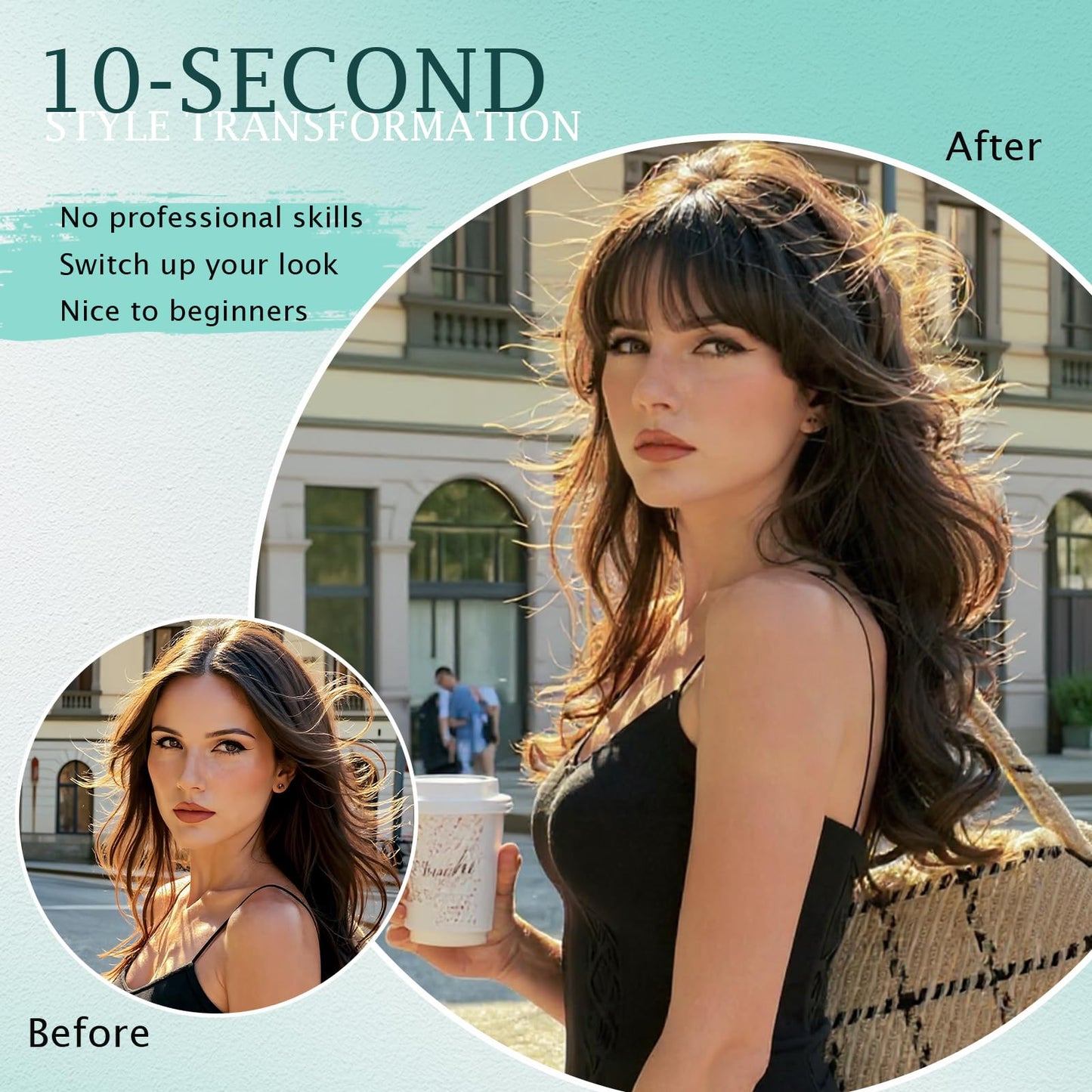 Benehair Clip on Bangs Real Human Hair with 360° Full Coverage, 3D Air Bangs for Daily Wear, Wispy Bang Natural Seamless Fit for Women French Bang Light Brown #06
