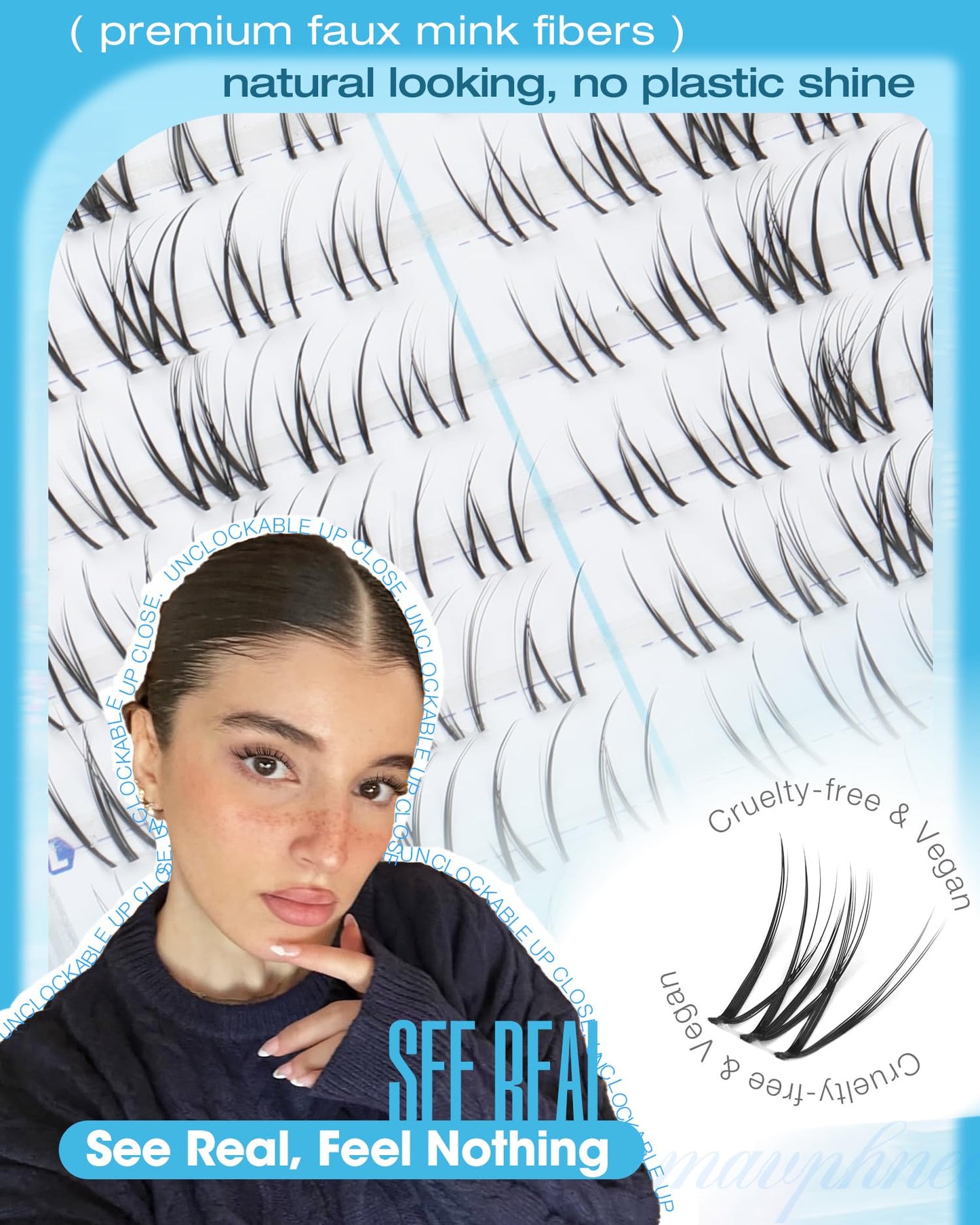 Wet Lash Clusters 9-10-11MM Wispy Cluster Eyelash Extensions Realistic Look Cluster Lashes with CC Curl & Clear Band & Spikes Effect, for Sleek, Glossy and Mascara-Like Finish