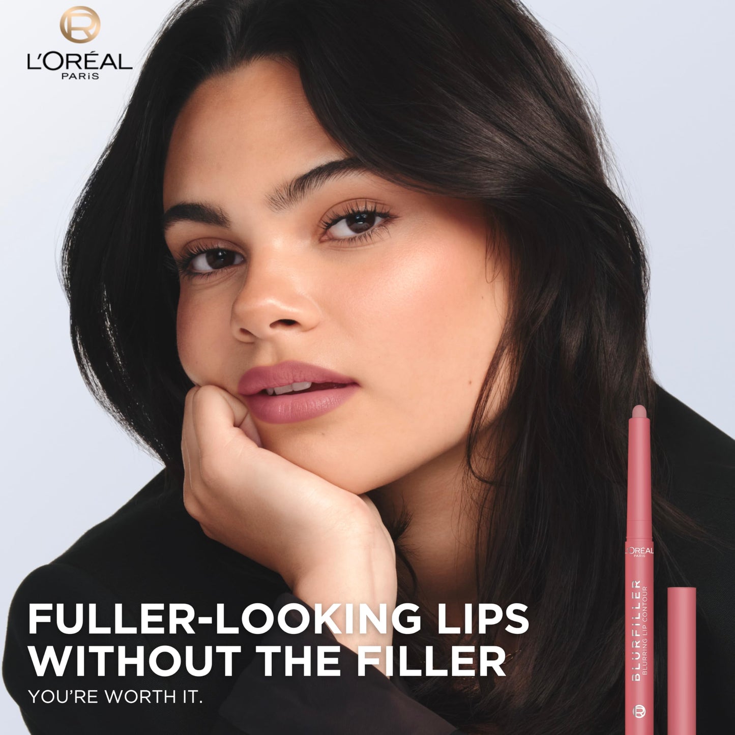 L'Oreal Paris Blurfiller Lip Liner, Lightweight, Buildable, and Sculpting Lip Pencil, Line, Define, and Contour for Fuller-Looking Lips, Worth It, 0.21 oz