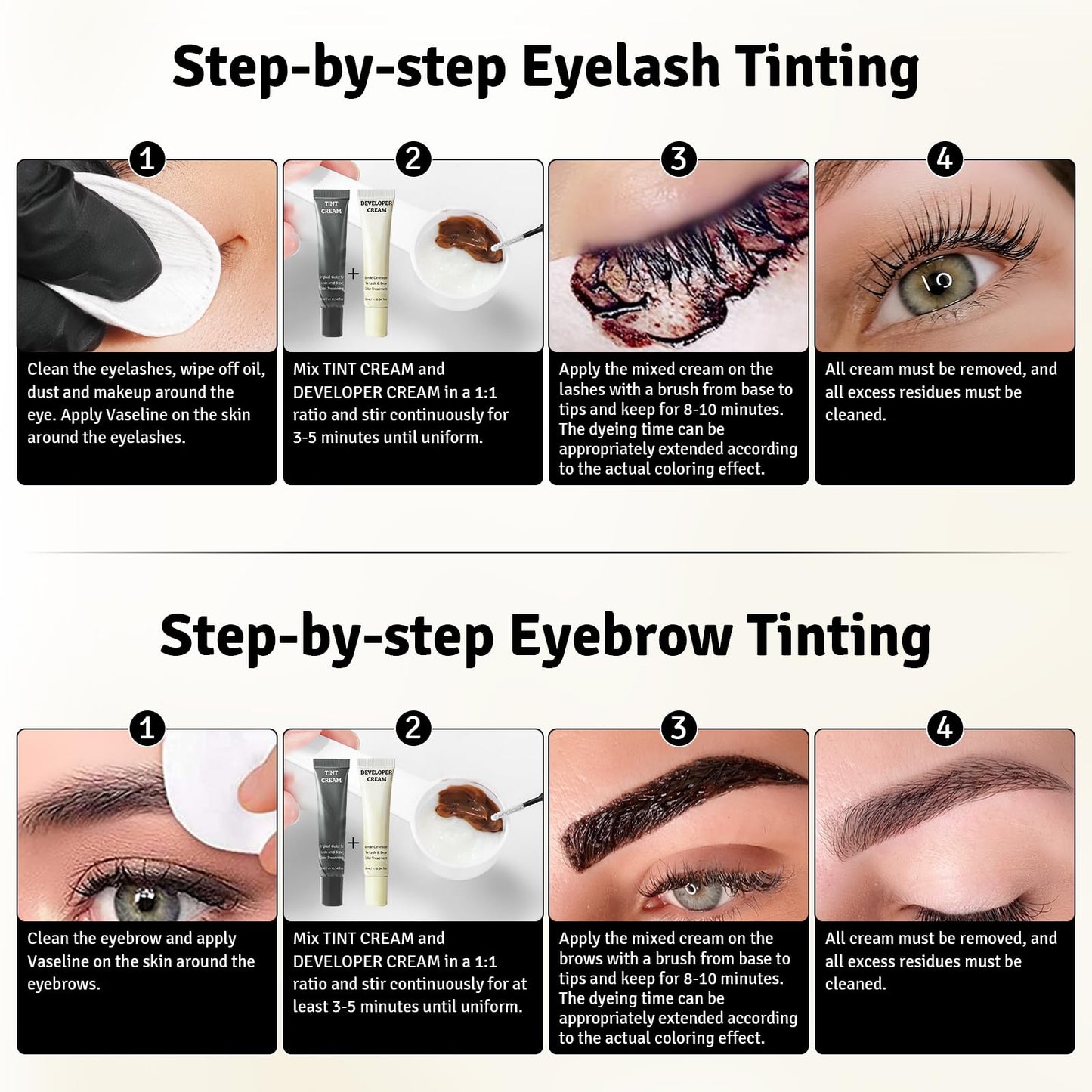 Libeauty Lash & Brow Color Kit – Instant Black Eyelash Color 10 ml, Eyebrow Coloring Set Last Up to 4 Weeks, Waterproof, Gentle Formula, Easy DIY Salon Results at Home