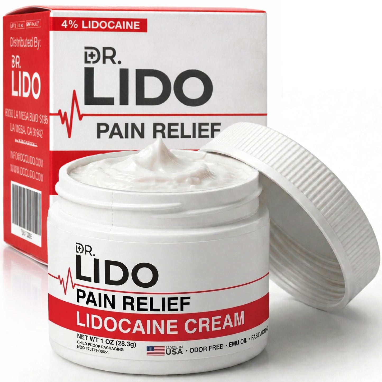 DR LIDO Lidocaine Pain Relief Cream - Lidocaine Cream 4% for Temporary Pain and Itch Relief, Minor Burns, Sunburn, Minor Cuts, Scrapes and Insect Bites - 1oz