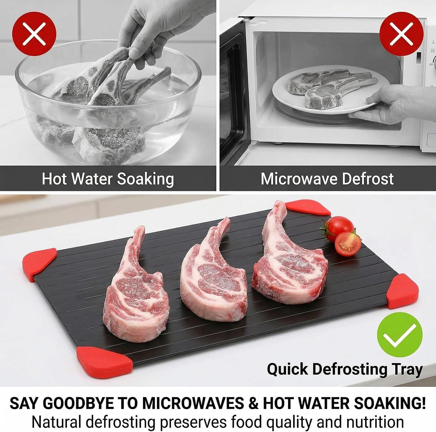 Defrosting Tray for Frozen Meat - Rapid Thawing Plate for Fish & Food | Small Kitchen Mat