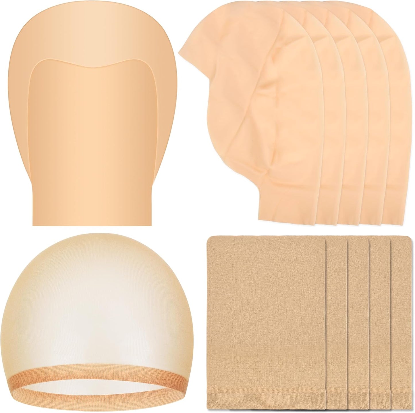 Bald Caps for Halloween - 4 Piece Latex Set with Wig Cap for Kids & Adults | Costume Accessories