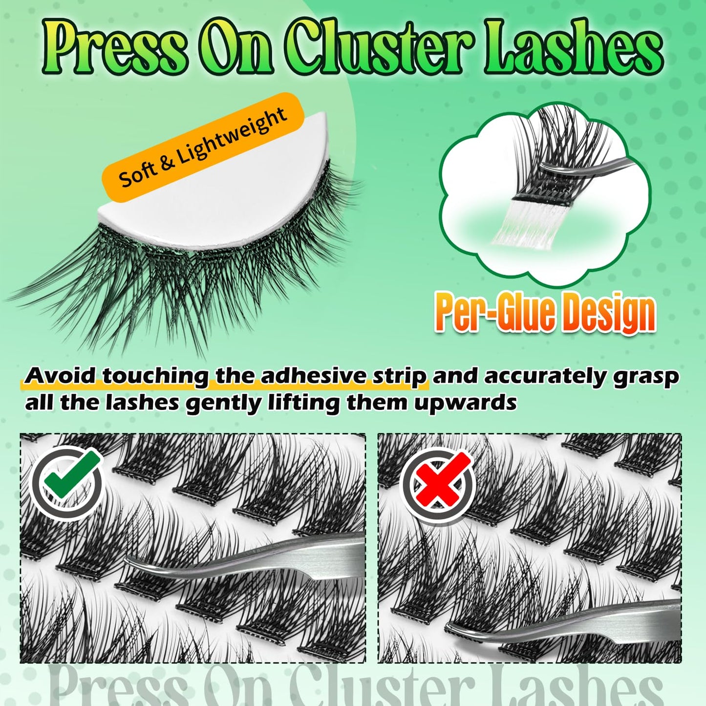 Lash Clusters - 240 Pcs Self-Adhesive Fluffy Cluster Lashes | DIY Extensions 8–16mm for Soft Volume Look