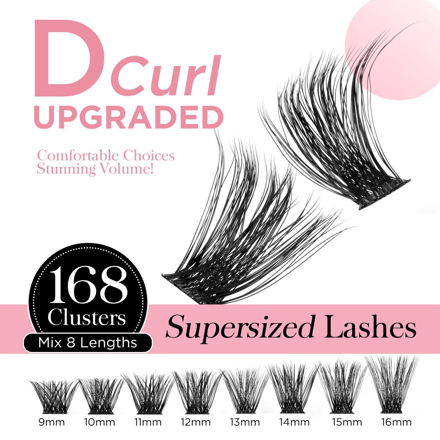 Winkgiggle Cluster Lashes Wispy Lash Clusters, 168pcs D Curl Natural Volume Lashes Clusters, DIY Individual Eyelash Extensions with Soft Ultra-thin Band, 9-16mm (56D)