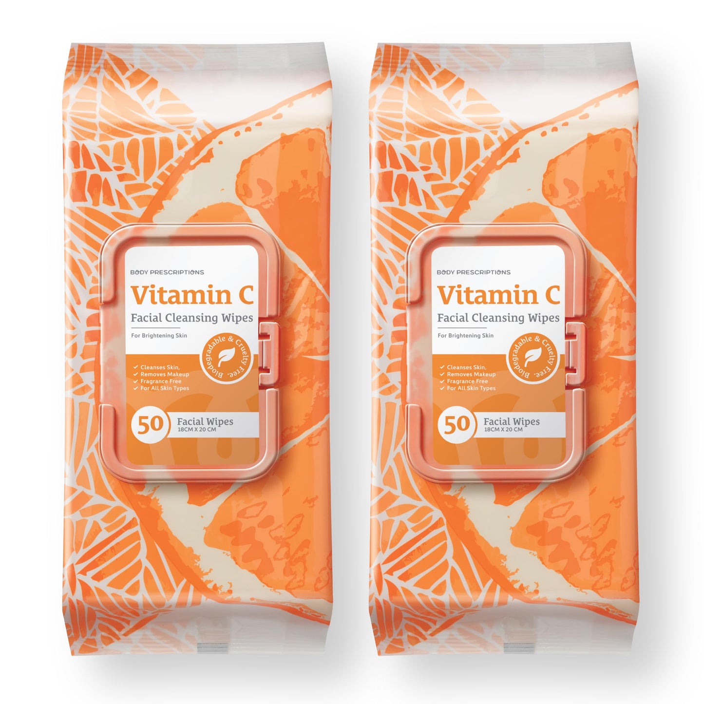Body Prescription Makeup Cleansing Wipes - Gentle and Effective Face Wipes, 1 Count (Pack of 2), Vitamin C