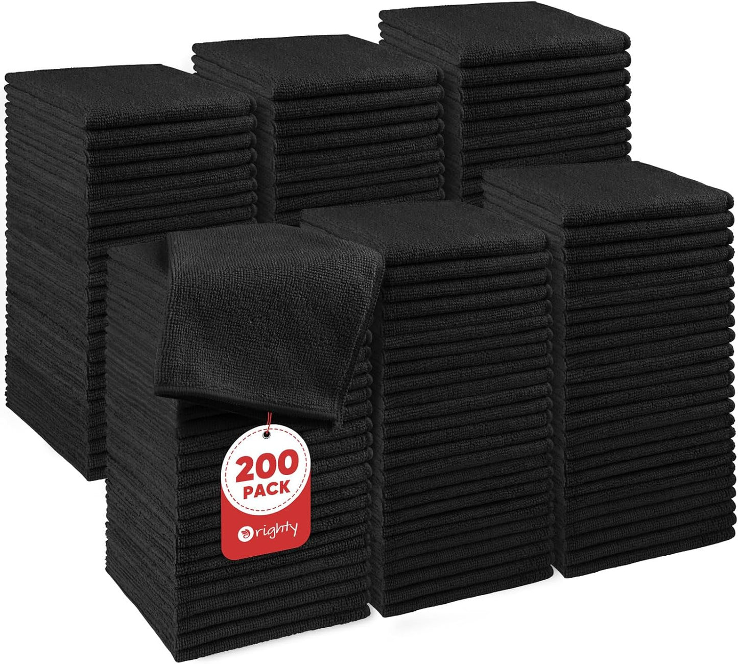Microfiber Washcloths 20 Pack - Soft, Quick-Dry Face & Hand Towels for Travel, Gym, Spa | 11.5"x11.5", Black
