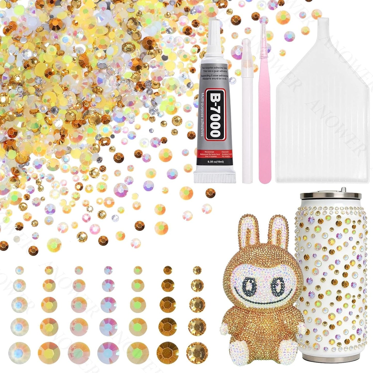 Mixed Light Color Resin Flatback Rhinestones - 16,000 Pcs for Crafting & DIY Projects | 2-6mm Gems for Makeup & Tumblers