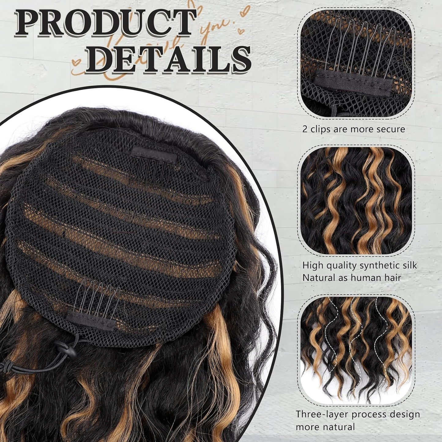 Curly Ponytail Extension - 20 Inch Drawstring Hairpiece for Black Women | Synthetic Long Wavy Style