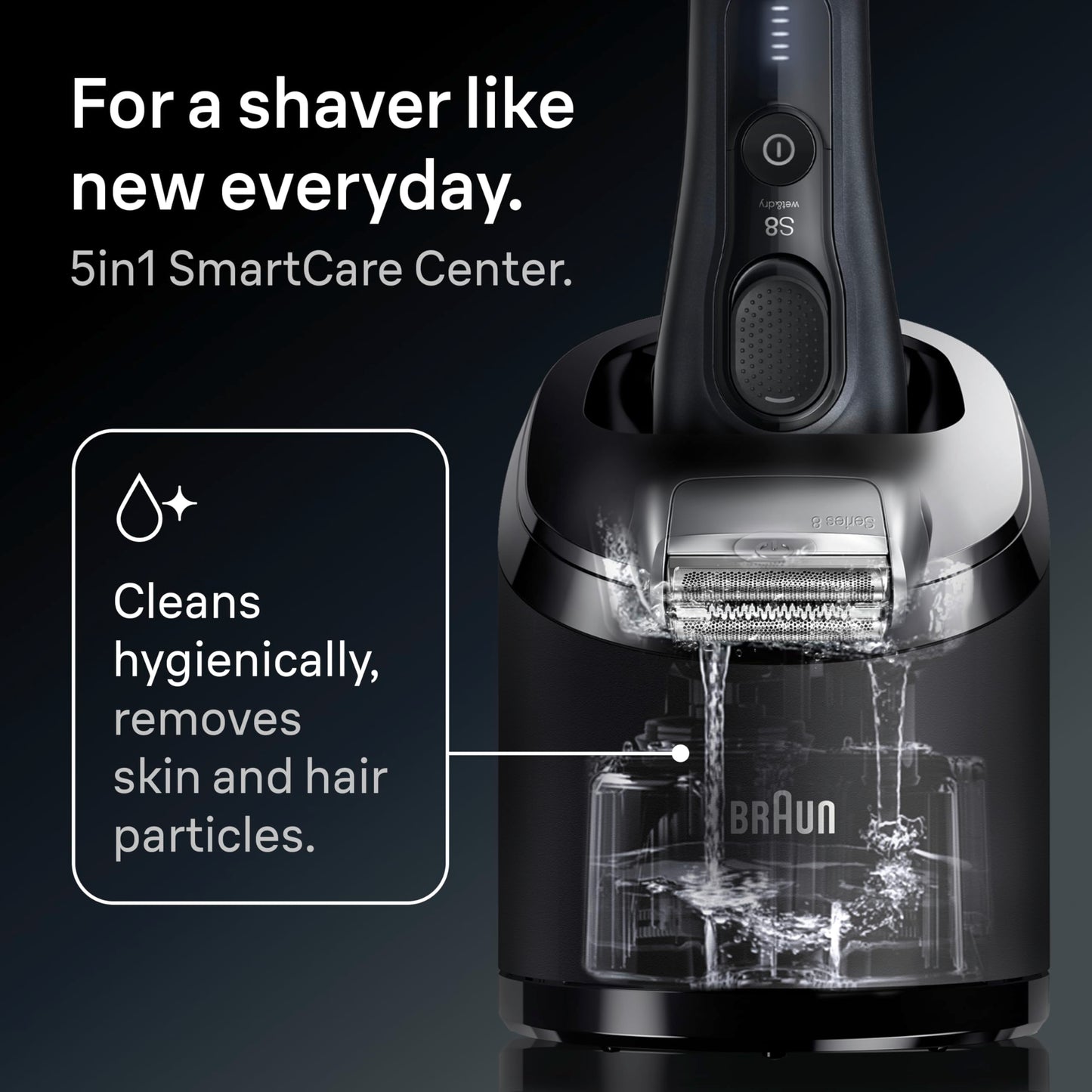 Braun Series 8 Electric Shaver for Men, Wet & Dry Foil Razor, 5-in-1 SmartCare Clean & Charge Center, Built-in Precision ProTrimmer, Travel Case, Dark Blue 8560cc