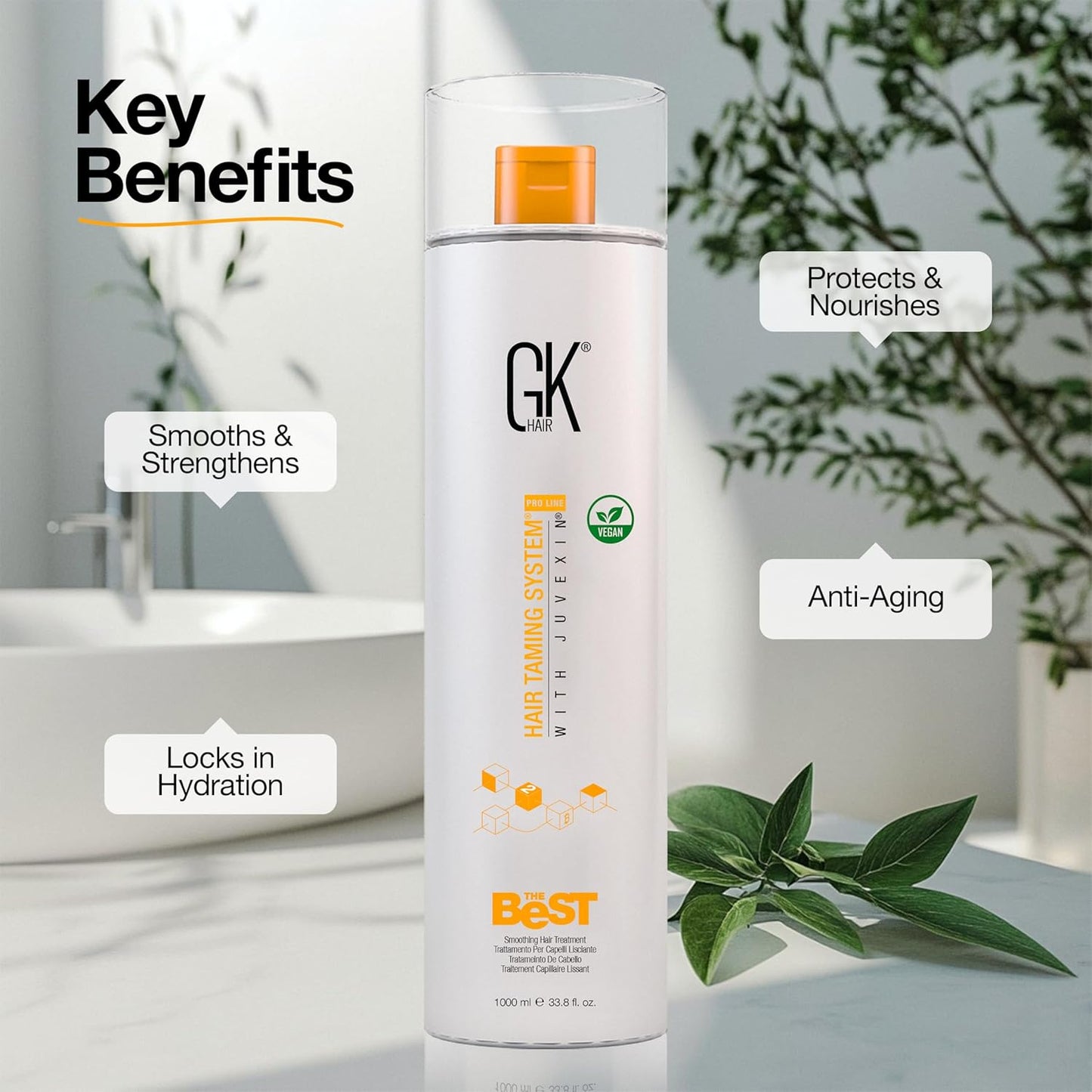 GK HAIR Keratin Hair Treatment - Professional Smoothing Complex for Silky, Frizz-Free Hair | 33.8 Fl Oz (1000ml)