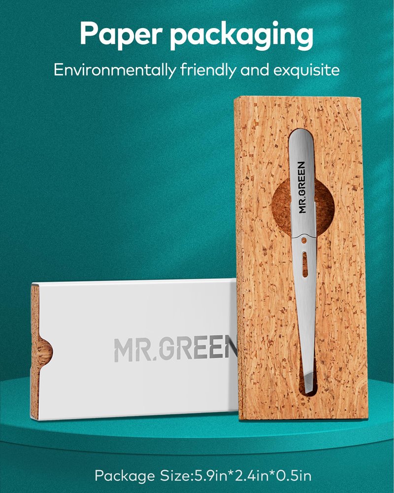 MR.GREEN Tweezers,Professional Precision Eyebrow Tweezers for Women and Men, Tweezers for Facial Hair Women, Stainless Steel Slanted Hair Removal Tweezers, Eyebrow Plucker, Ingrown hair tweezers