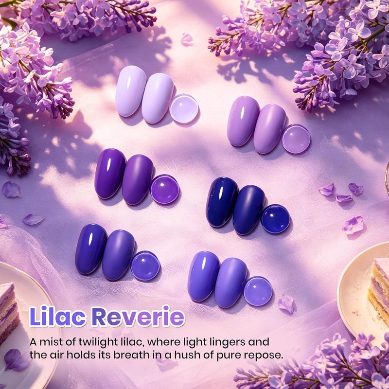 Beetles Purple Gel Polish Set - Lalic Reverie Collection | Trendy Soak Off LED Nail Gel Kit for DIY Manicure at Home