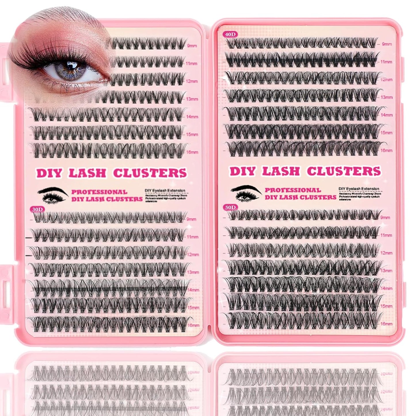 Eyelash Clusters Kit - 560 Pcs Fluffy D Curl Individual Lash Extensions | 9-16mm Length
