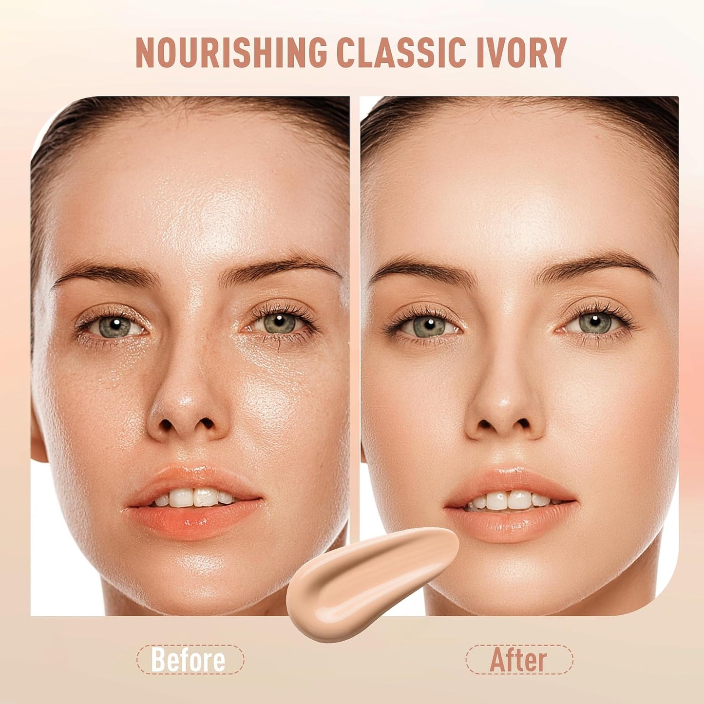 Dewy Liquid Foundation Makeup - Waterproof & Lightweight Hydrating Formula | 2 Pack, Classic Ivory