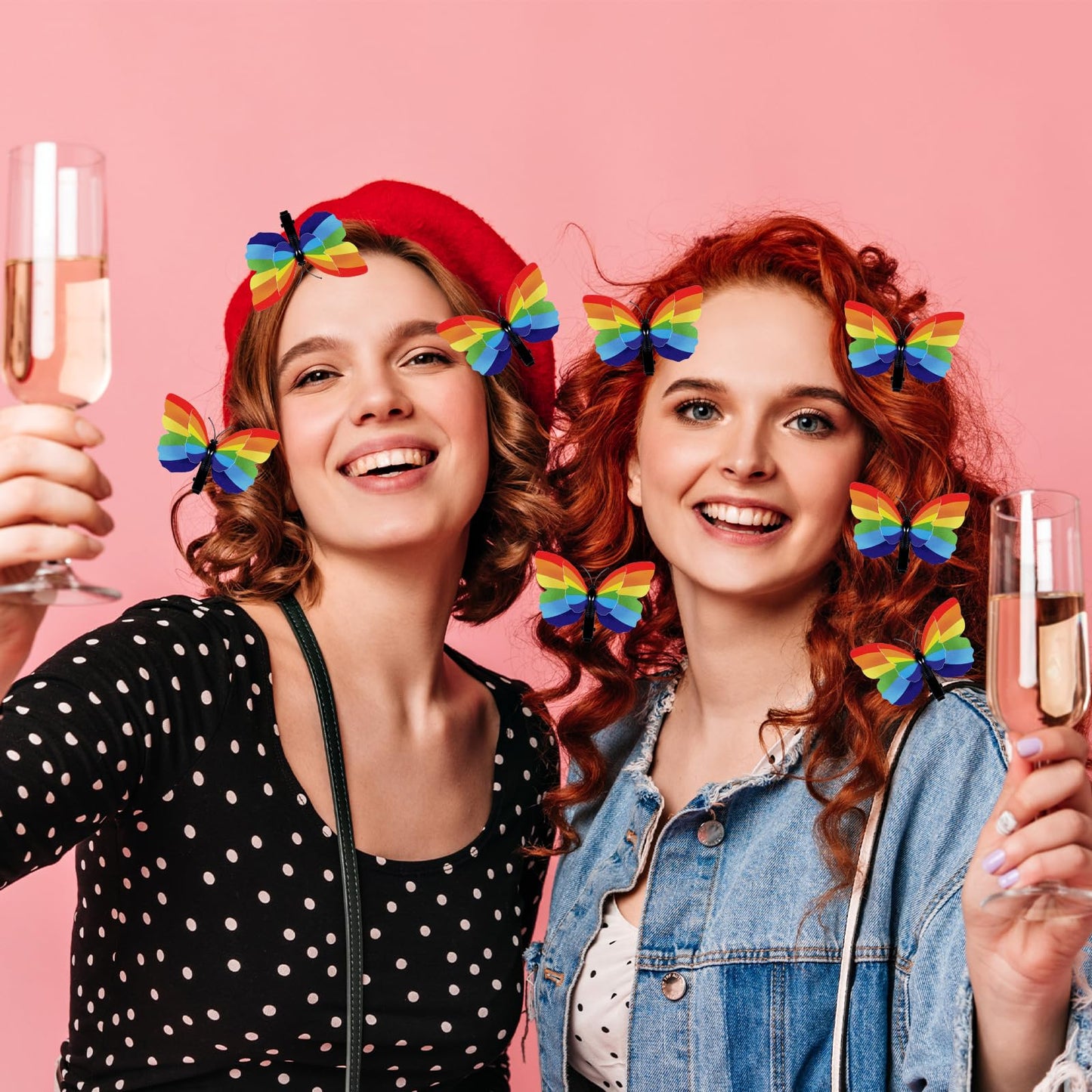 6 Pcs Pride Rainbow Butterfly Hair Clips with Tassel Earrings Gay Pride Day Hair Accessories Pride Earrings LGBT Rainbow Accessories for Women Girls Men LGBT Pride Day Parades Celebrations Decorations