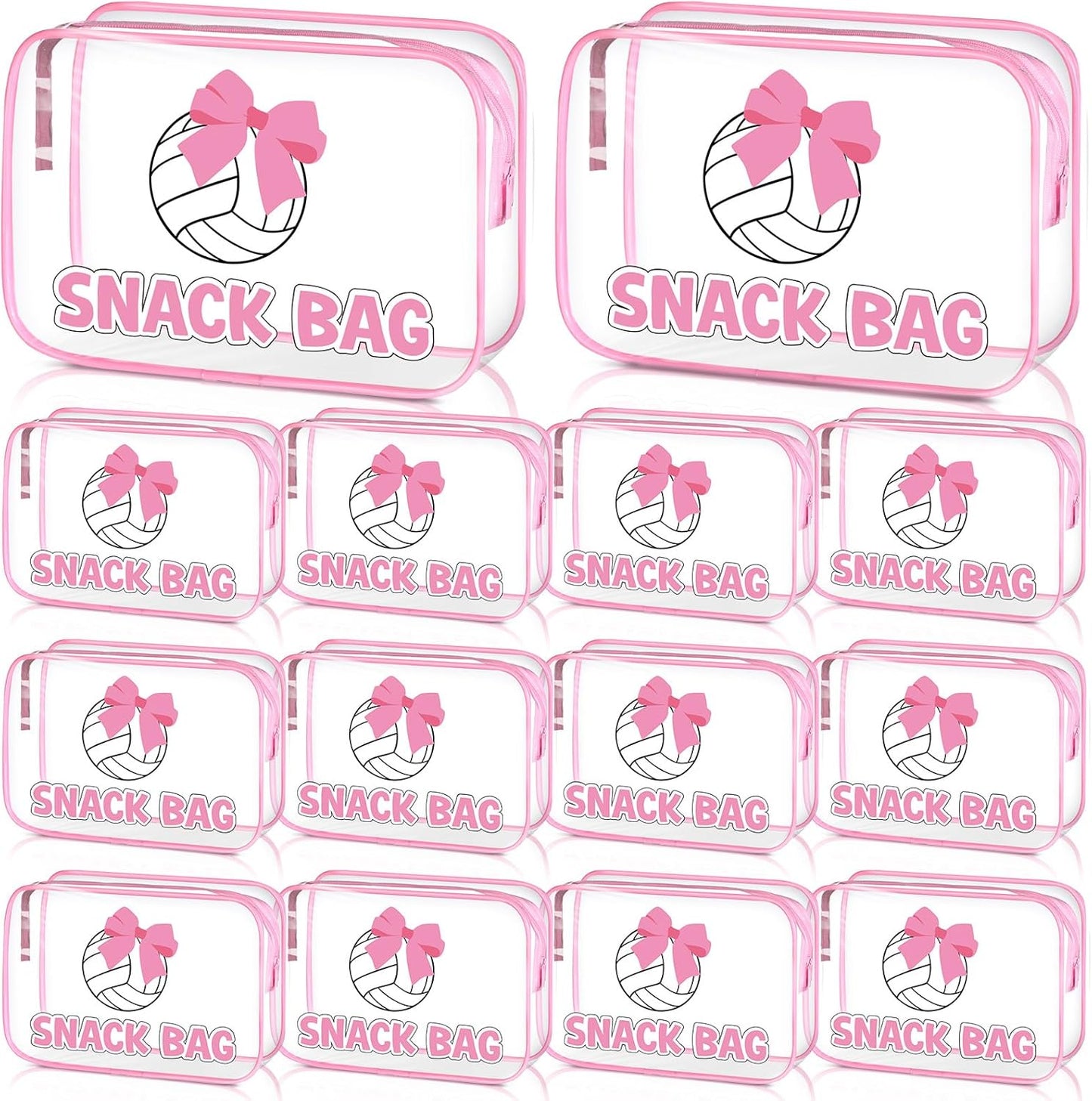 Softball Party Favors - 12 Pink Bow Snack Bags for Girls | Goodie Bags for Birthdays & Back to School, 7.09 x 4.72 x 2.36 Inch