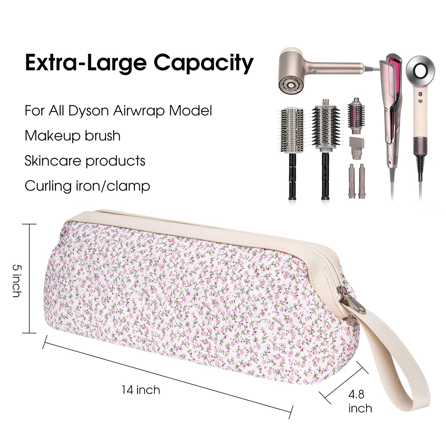 idoltimes Hair Tools Travel Bag, Quilted Hair Tool Bag for Women, Portable Hair Dryer Organizer Case Compatible with Dyson Airwrap Styler
