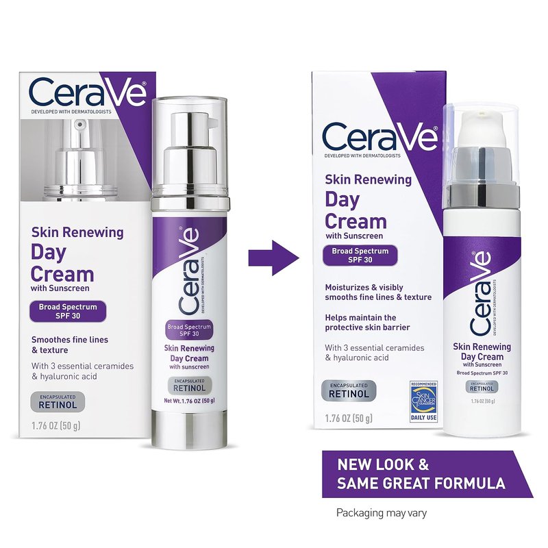 CeraVe Anti-Aging Face Cream SPF 30 - Retinol & Hyaluronic Acid, 1.76 oz | Hydrating Anti-Wrinkle Formula
