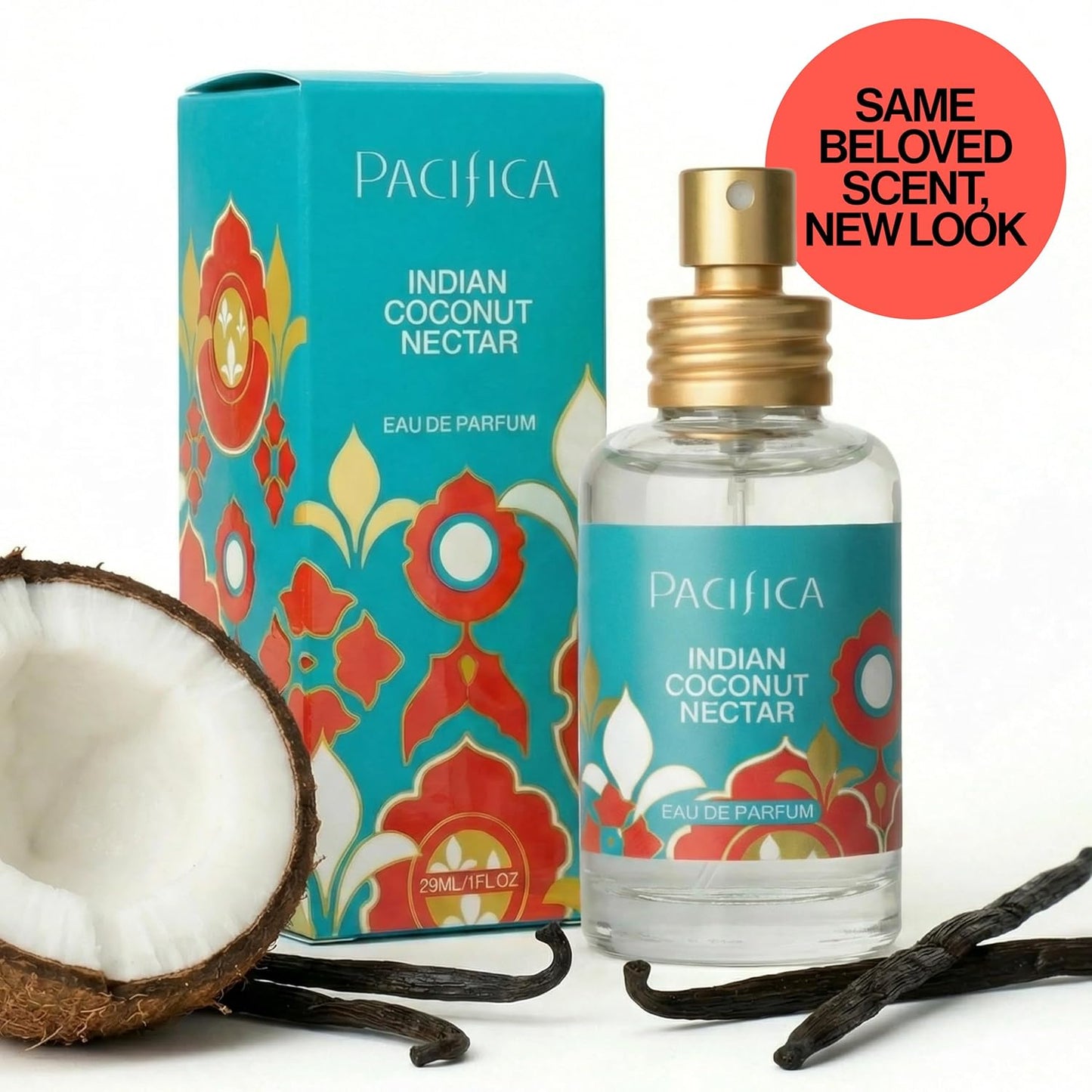 Pacifica Indian Coconut Nectar Perfume Spray - Tropical Vanilla & Coconut Fragrance | Vegan, Non-Toxic, Long-Lasting