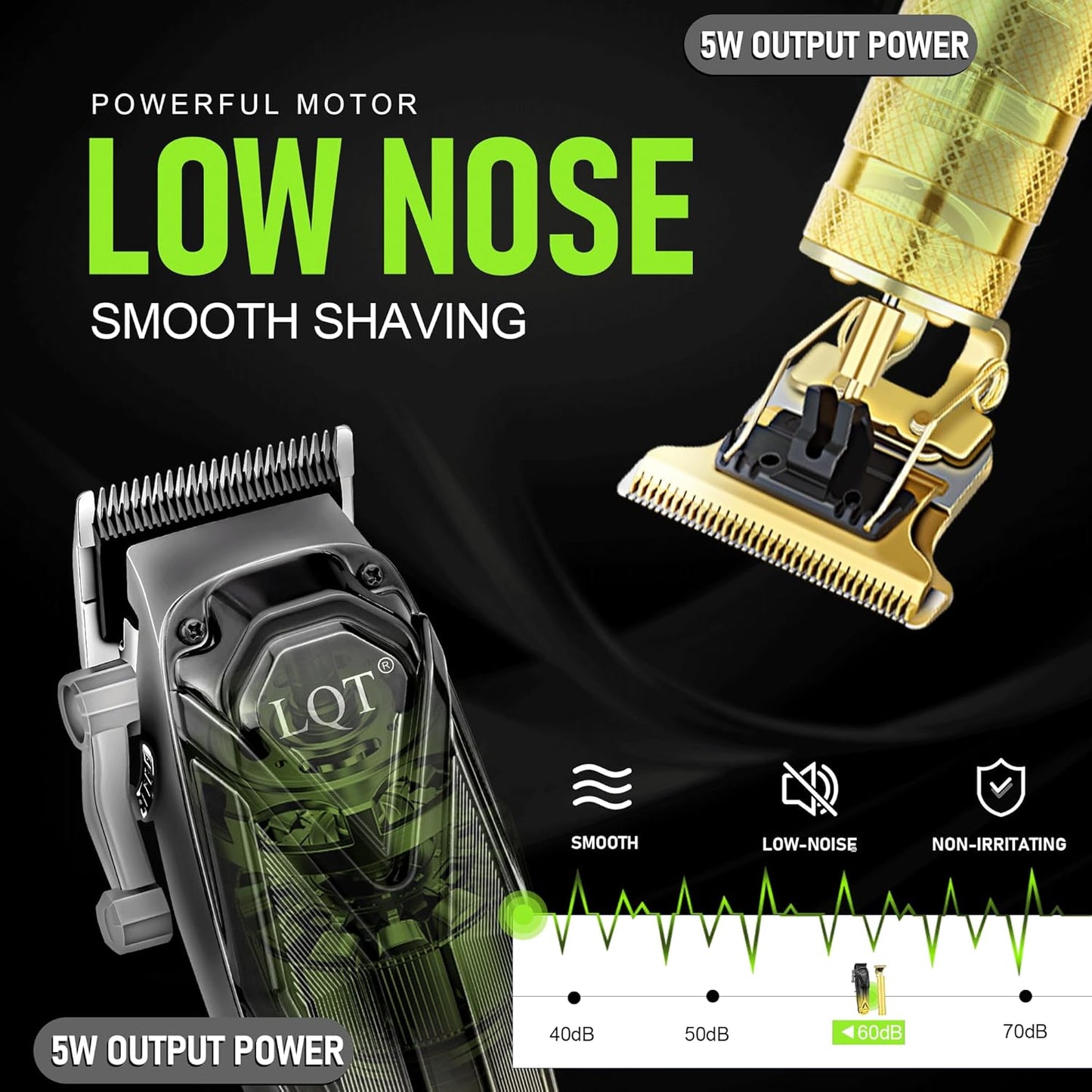 Professional Hair Clippers for Men - Cordless Beard Trimmer Set | Lightweight, Low Noise, USB Charging