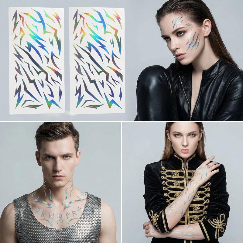 Demon Mark Temporary Tattoos - 60 Styles for Cosplay & Halloween | Dark Concept Makeup Stickers (2 Pcs)