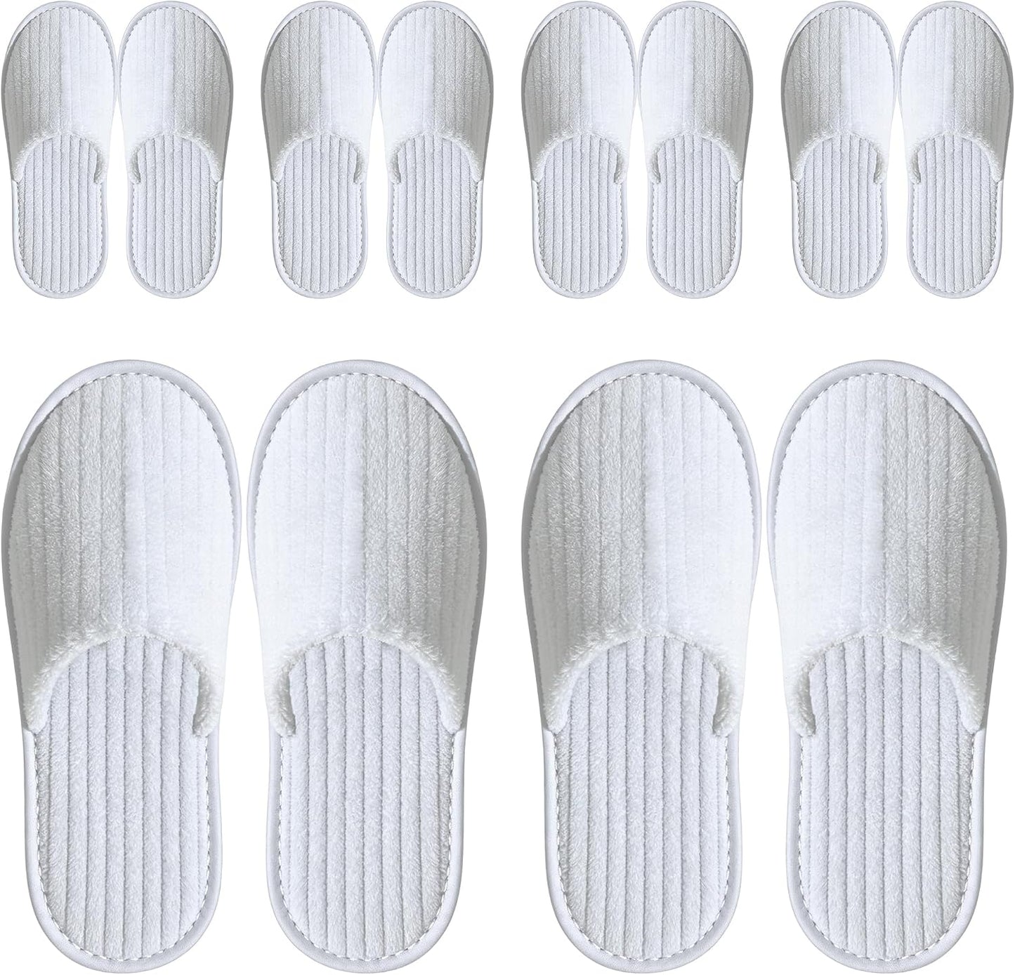 Disposable Slippers - Cotton Fleece Guest Slippers with Non-Slip Sole | 6 Pairs for Home, Hotel & Travel