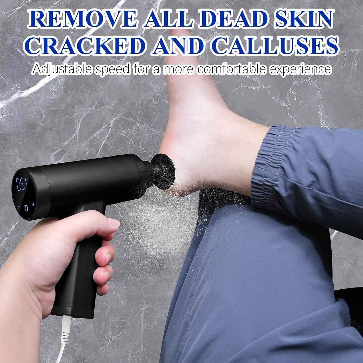 Electric Callus Remover - 4500 RPM Adjustable Speed Foot Sander for Smooth Heels | Black
