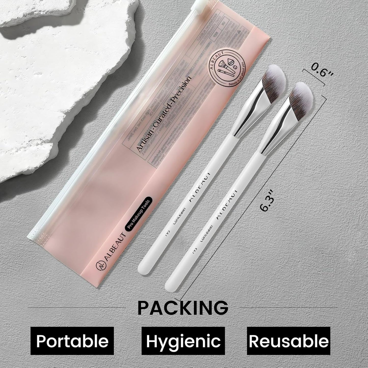 Angled Makeup Brushes Set - 2 PCS Concealer & Foundation Blending Brushes for Liquid, Cream, Stick | Perfect for Nose Contour & Eyeshadow