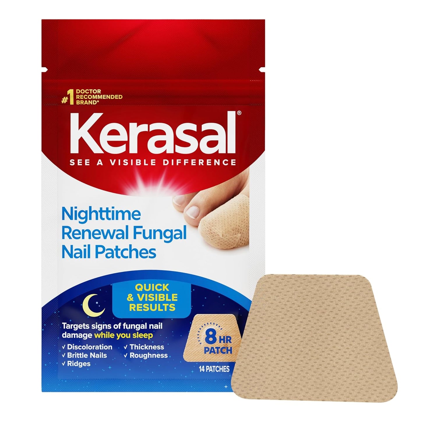 Kerasal Nail Care Brush - Restore & Repair Damaged Nails, Smooth Uneven Texture | 0.43 fl oz, 2 Applicators