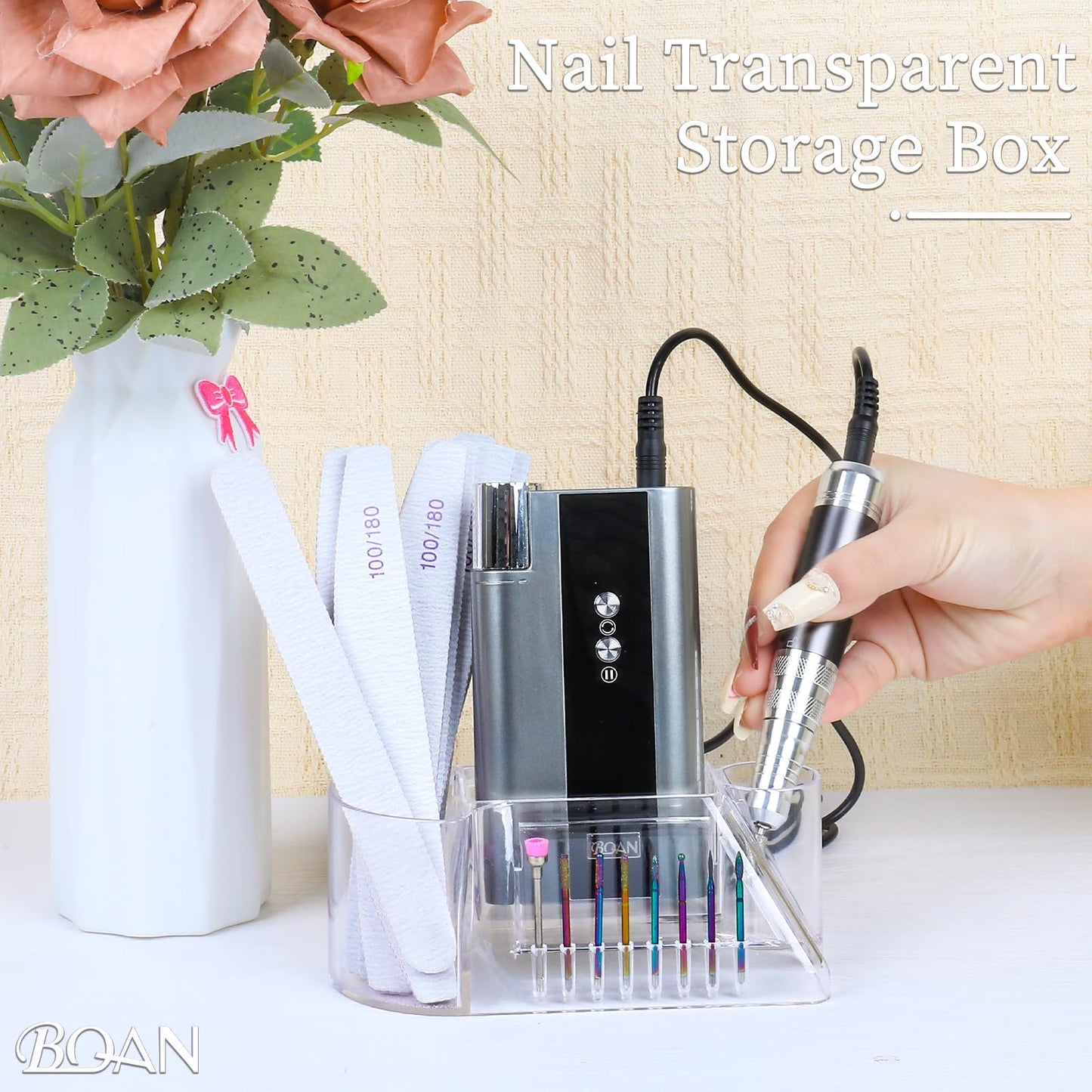 BQAN Acrylic Nail Drill Bit Holder Stand 8 Hole for Manicure Tools