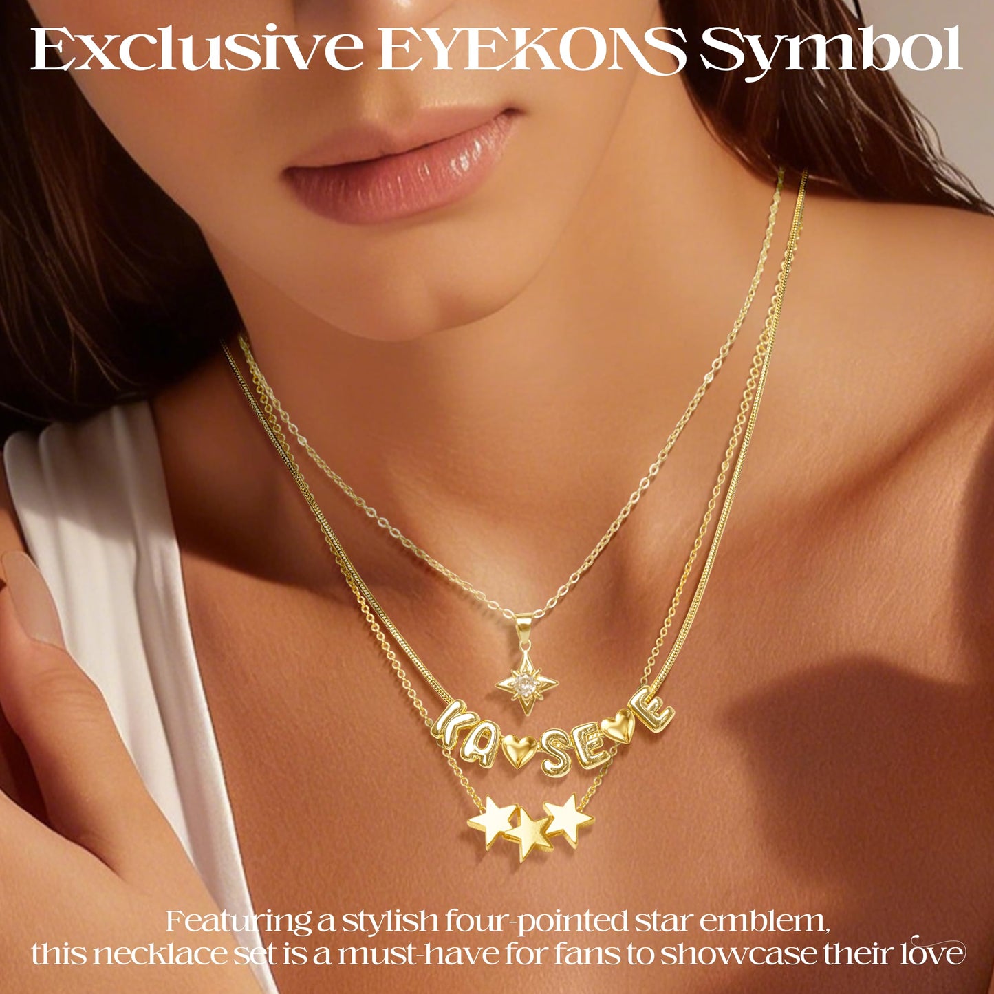 NEOVISTA Layered Necklaces For KATSEYE Merch - 18K Gold-Plated Charms Stackable Gold Necklace for Concert & Everyday Outfit, Adjustable Necklace Jewelry Fan Gift for Women