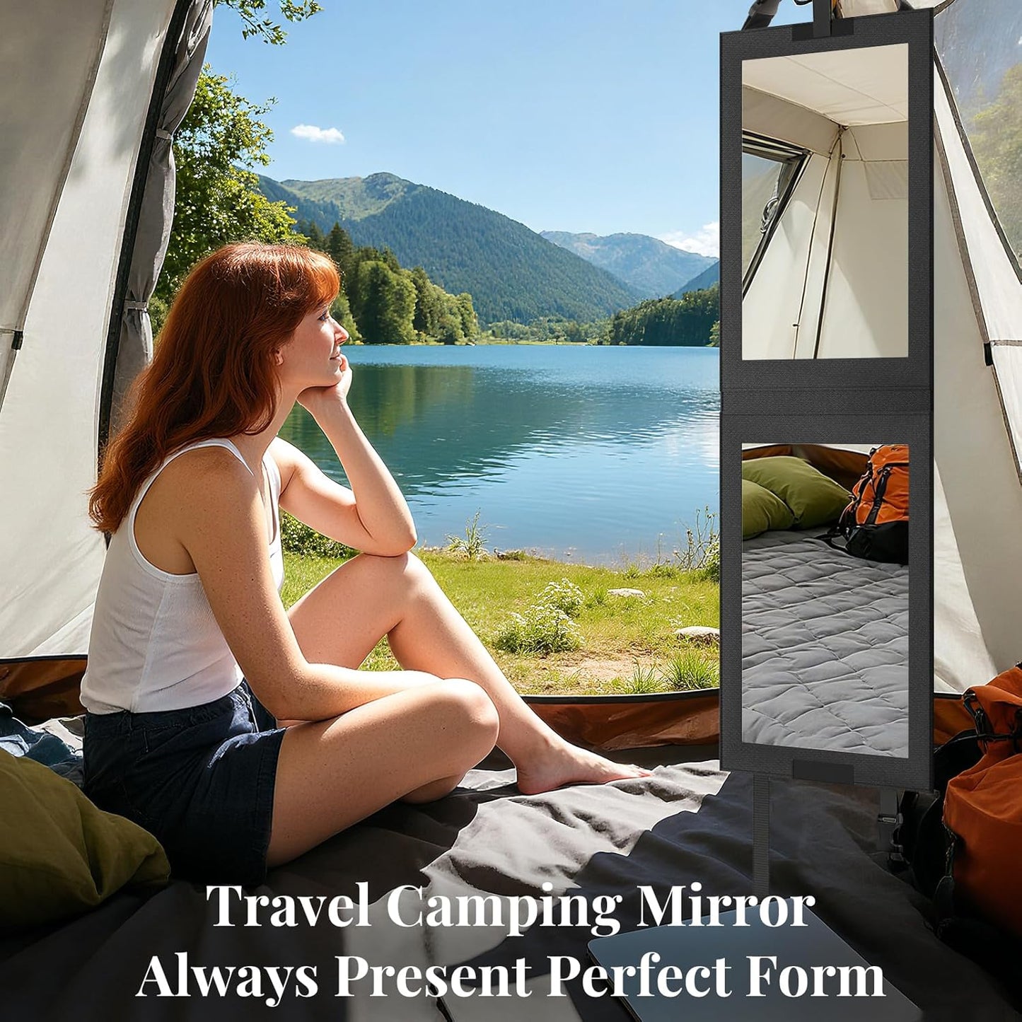 Foldable Portable Full Length Mirror - Shatter-Proof Acrylic for Dancers & Travelers | 33x13 Inch, Black