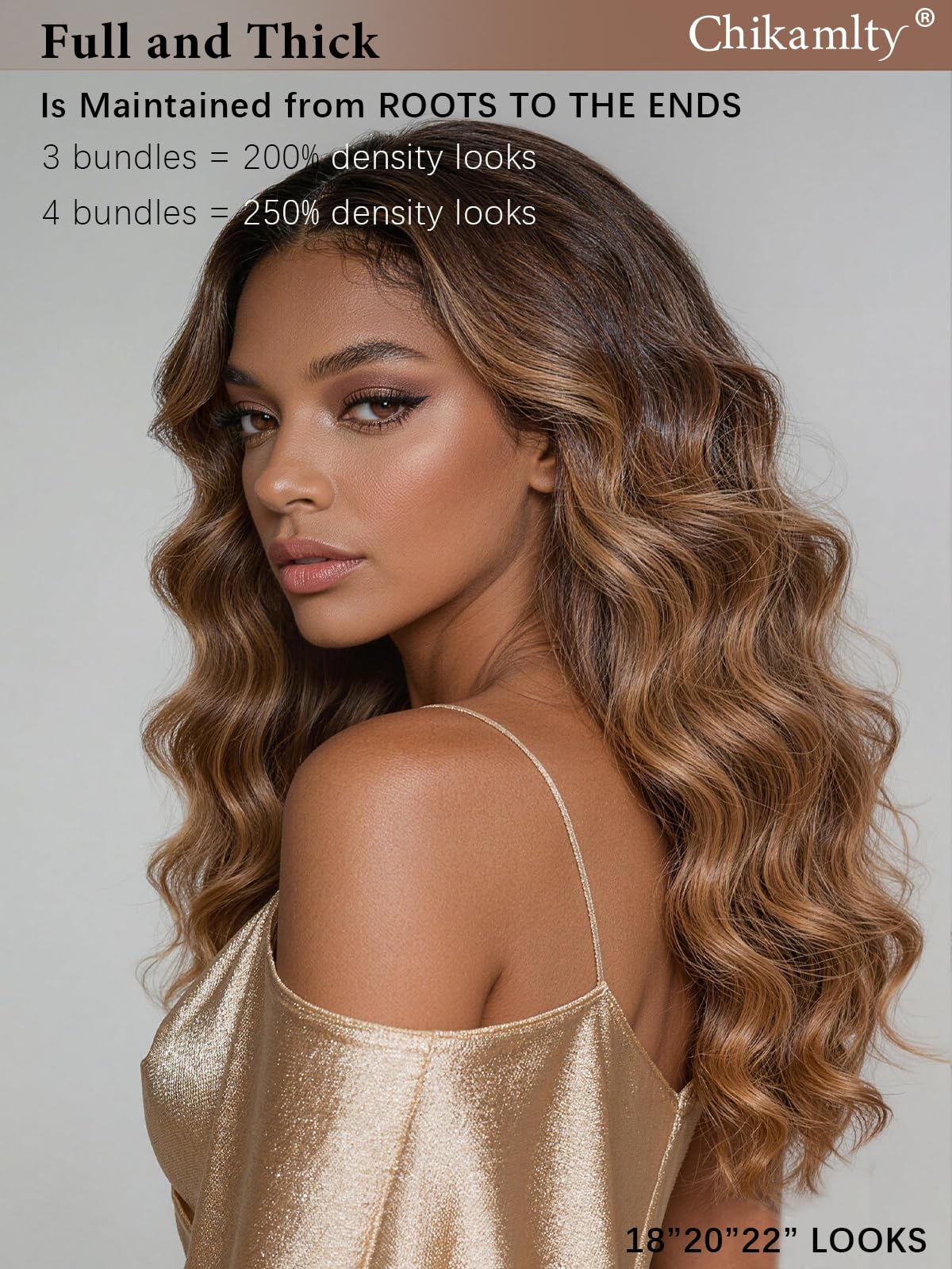 Chikamlty Ombre Bundles Human Hair, 16A Raw Indian Hair Bundles Body Wave, 20 Inch Colored Honey Blonde 1B27 Ombre Human Hair Bundles, 2 Years Service Life, Keep Texture Silky Soft Tangle-Free