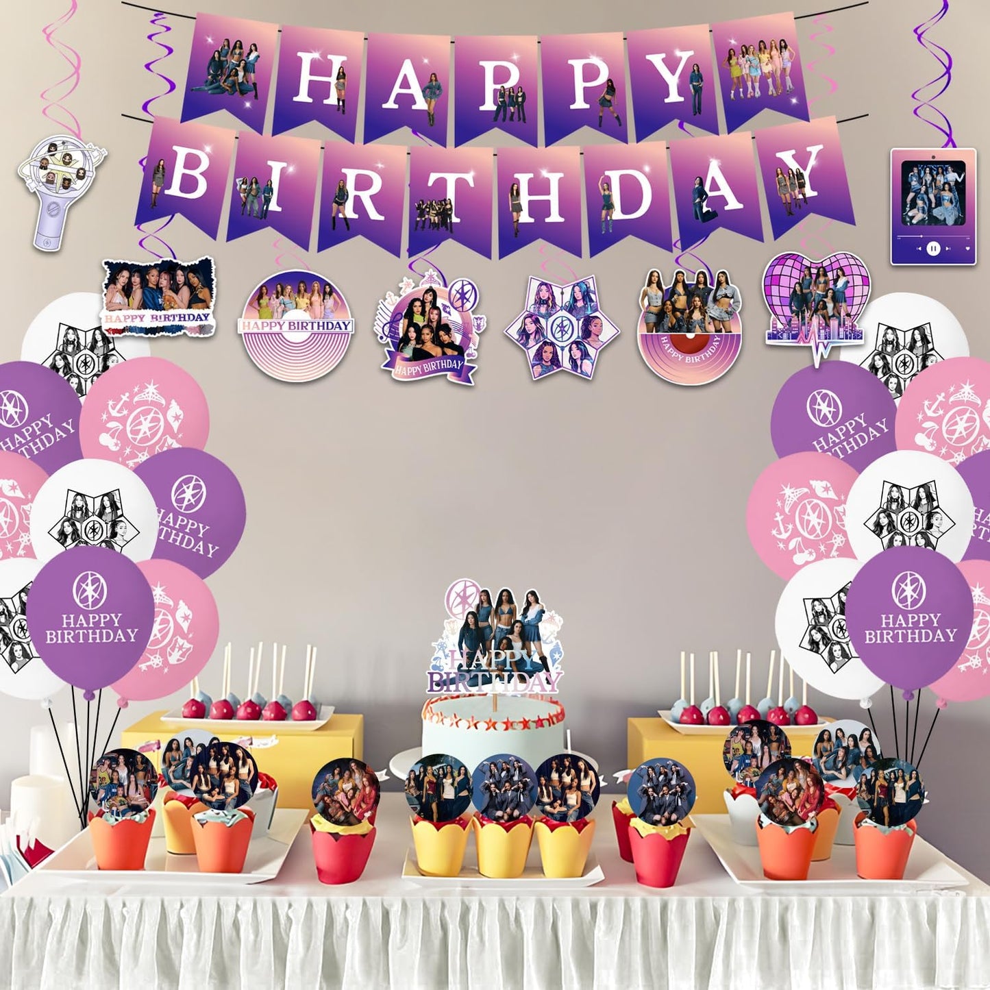 Singer Themed Birthday Party Decorations Set - Happy Birthday Banner, Balloons, Cake Toppers & Cupcake Toppers