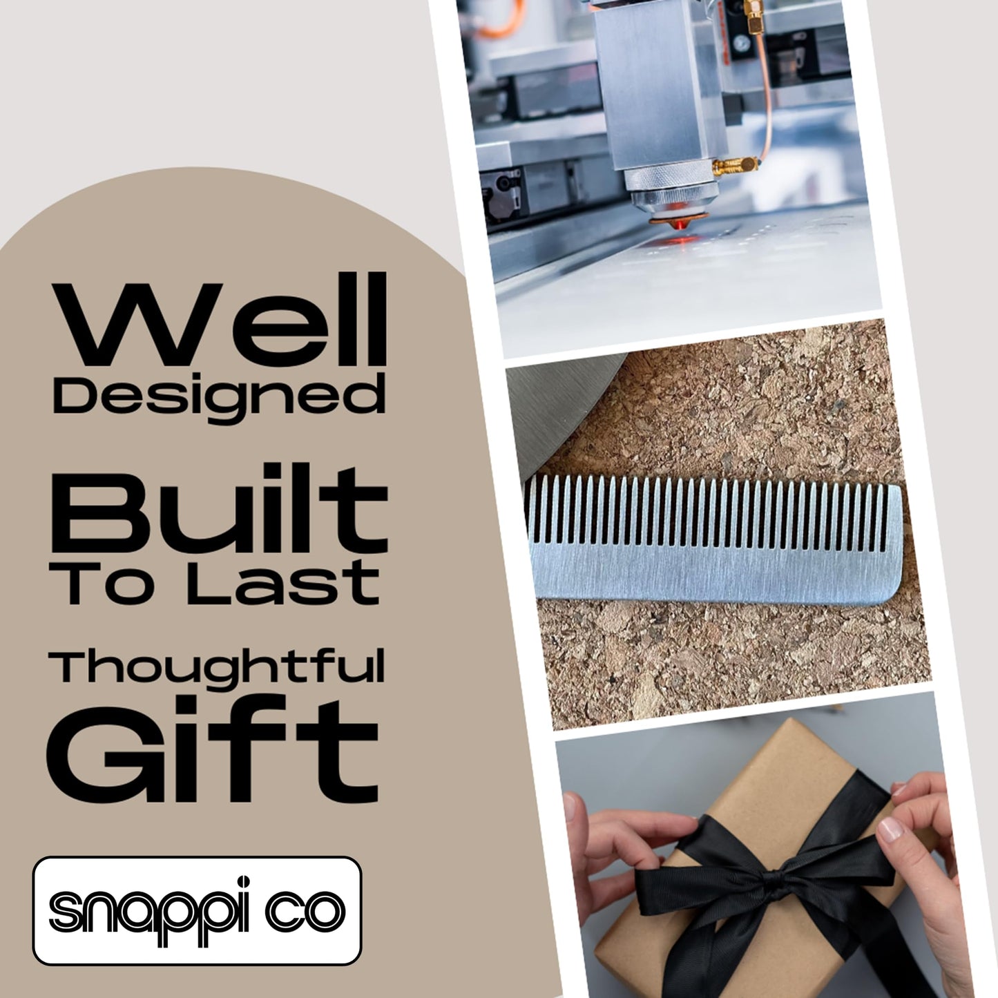 Snappi Co® Metal Folding Beard Comb | 304 Stainless Steel Pocket Comb for Men for Beard Grooming, Hair Styling & Moustache Care | Compact Flip Comb, Portable Mens EDC Accessories | Includes Gift Box