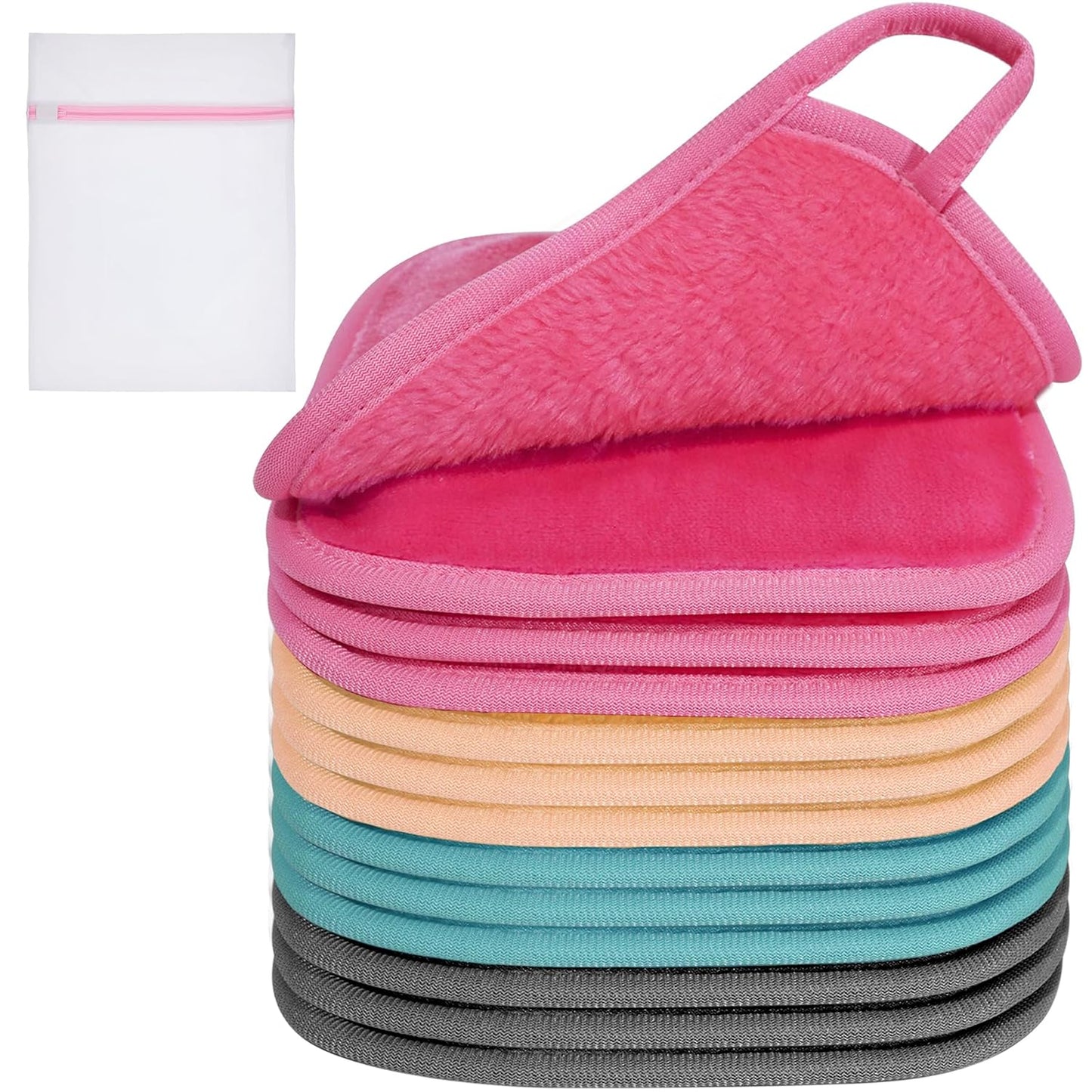 KODAMO Reusable Makeup Remover Cloths - Soft Microfiber Pads for Gentle Cleansing | 12 Pack with Mesh Bag