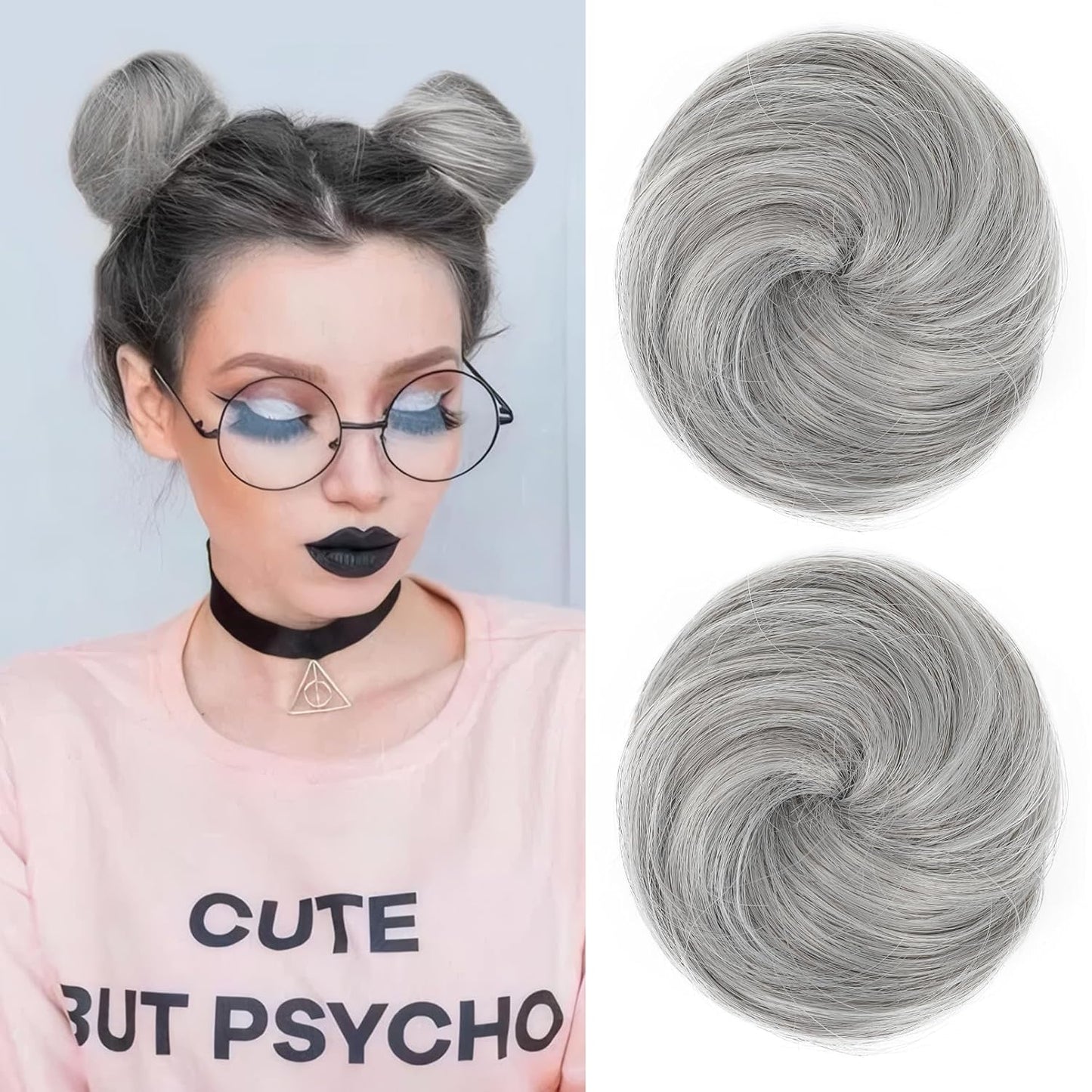 Mini Claw Clip Hair Bun Extensions - 2 PCS Messy & Cat Ears Updo Accessories | Golden Blonde Mix