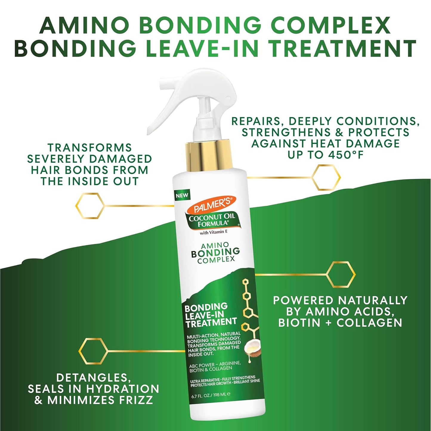 Palmer's Amino Bonding Complex Leave-In Conditioner Spray - Coconut Oil & Vitamin E, Anti-Frizz, 6.7 fl. oz