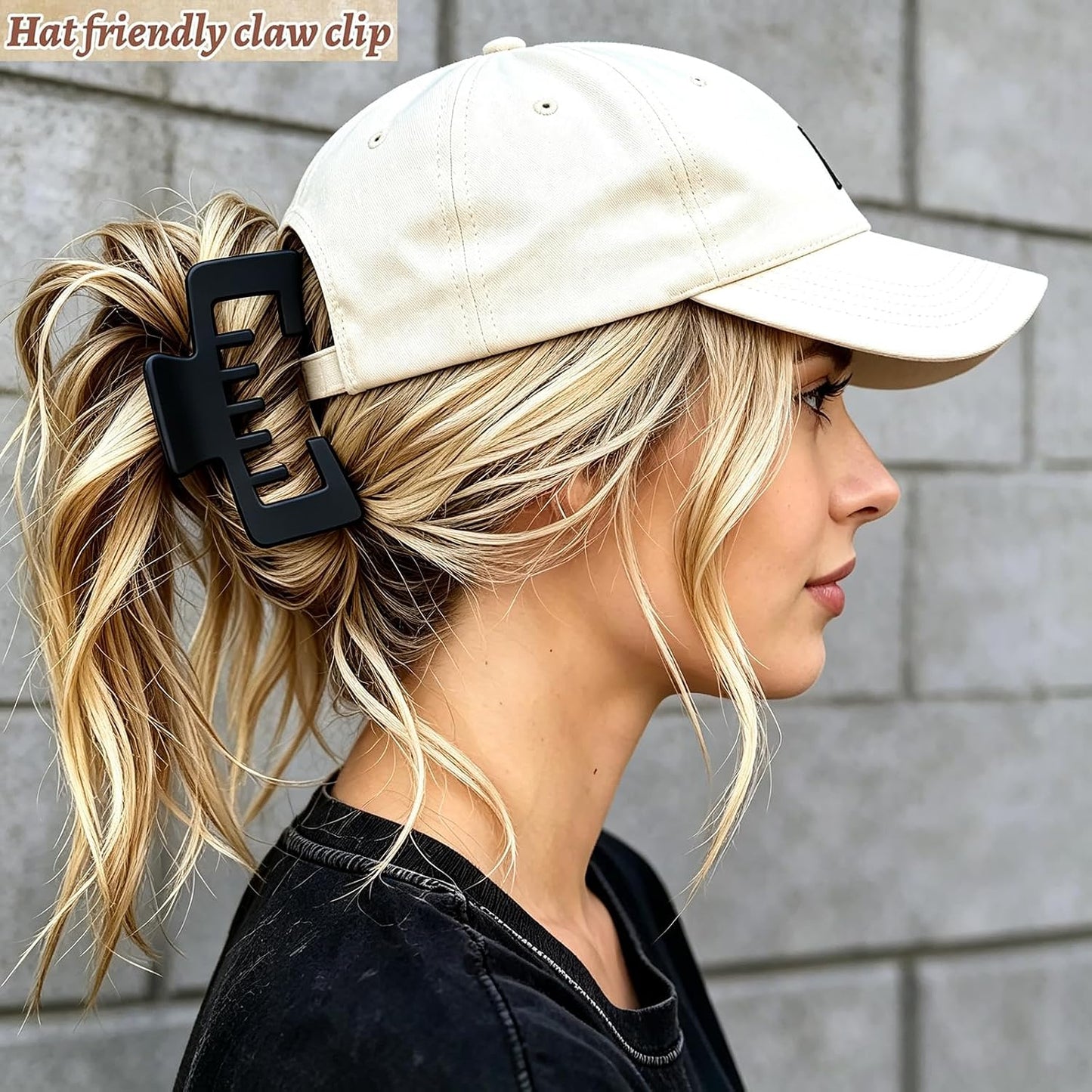 Hat-Friendly Claw Clips for Baseball Caps - 4 Pack Large Strong Hold Matte Clips for Thick & Thin Hair | Hair Accessories