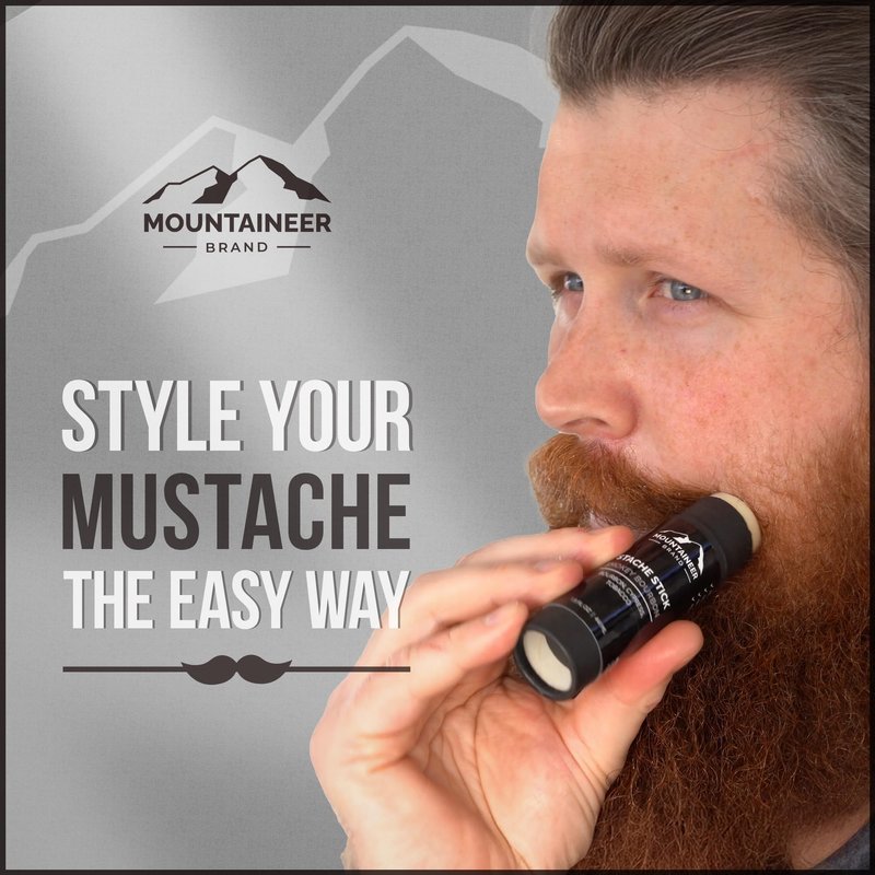 Mountaineer Brand Stache Stick | Pine Tar Scent | Made with Natural Ingredients West Virginia | Firm & Long Lasting Hold | Mustache Wax | Moustache Shape & Styling | Beard Wax for Men | 1.5oz