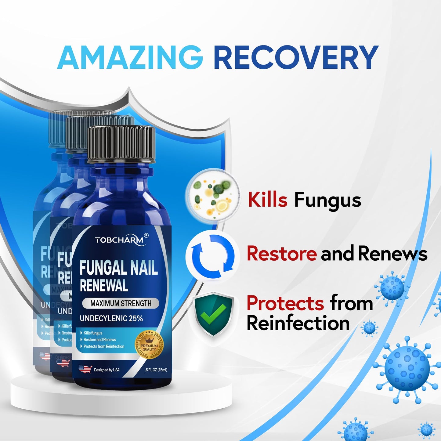 Toenail Fungus Treatment Extra Strength with 25% Undecylenic Acid & Tea Tree Oil - Antifungal Nail Treatment for Damaged Nails and Thick Toenails (2 Fl Oz)
