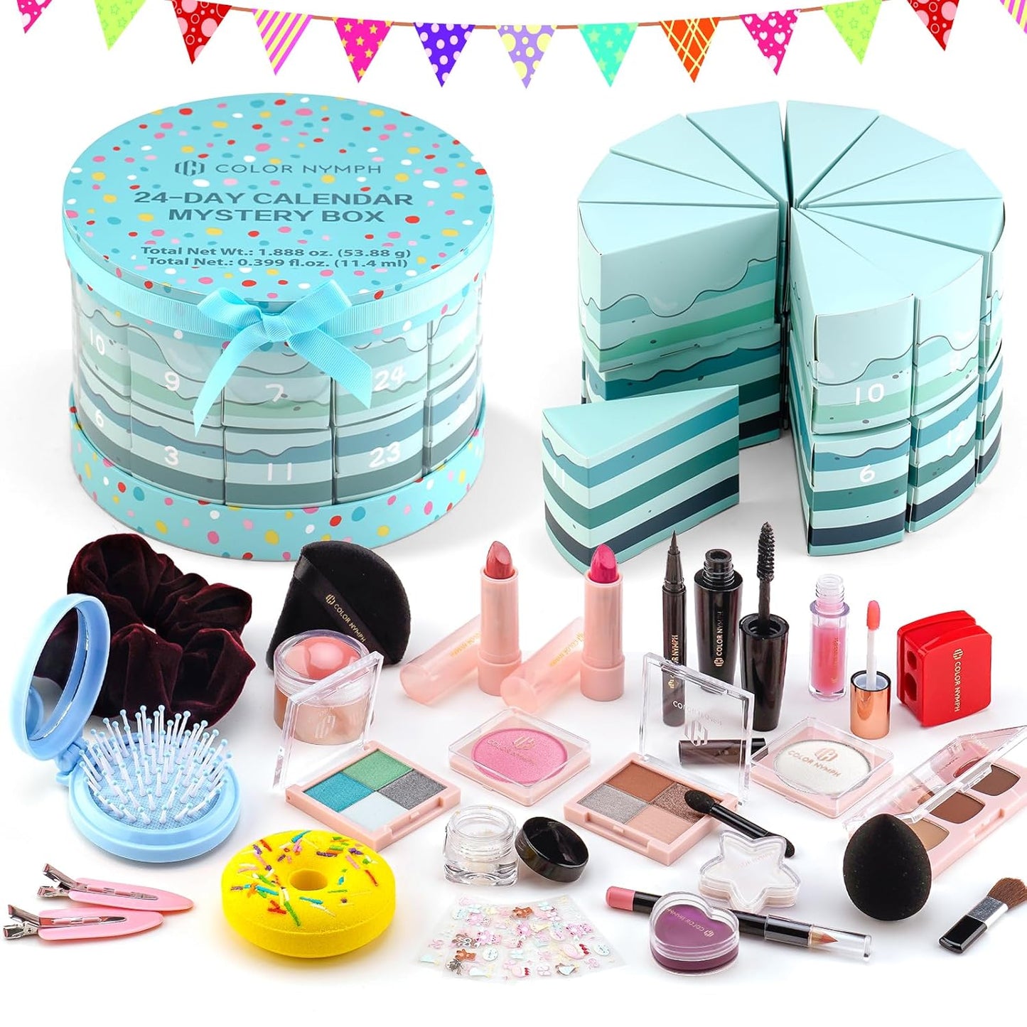 Multipurpose Makeup Kit for Teens | Non-Toxic Travel Set with Eyeshadows, Blush, Highlighter & Brushes - Gold Case