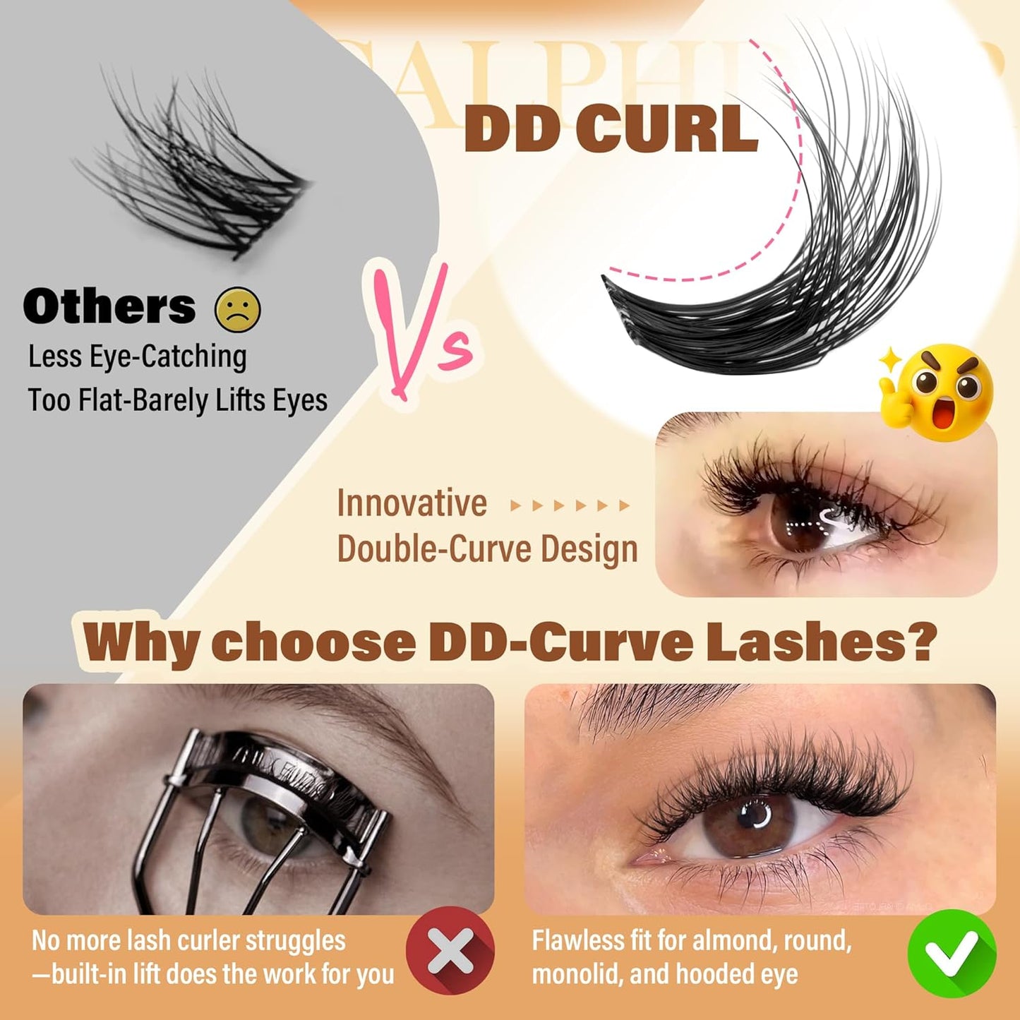 Spider Lash Clusters - DD Curl Eyelash Extensions for Natural Look | Fluffy & Wispy 10-16MM