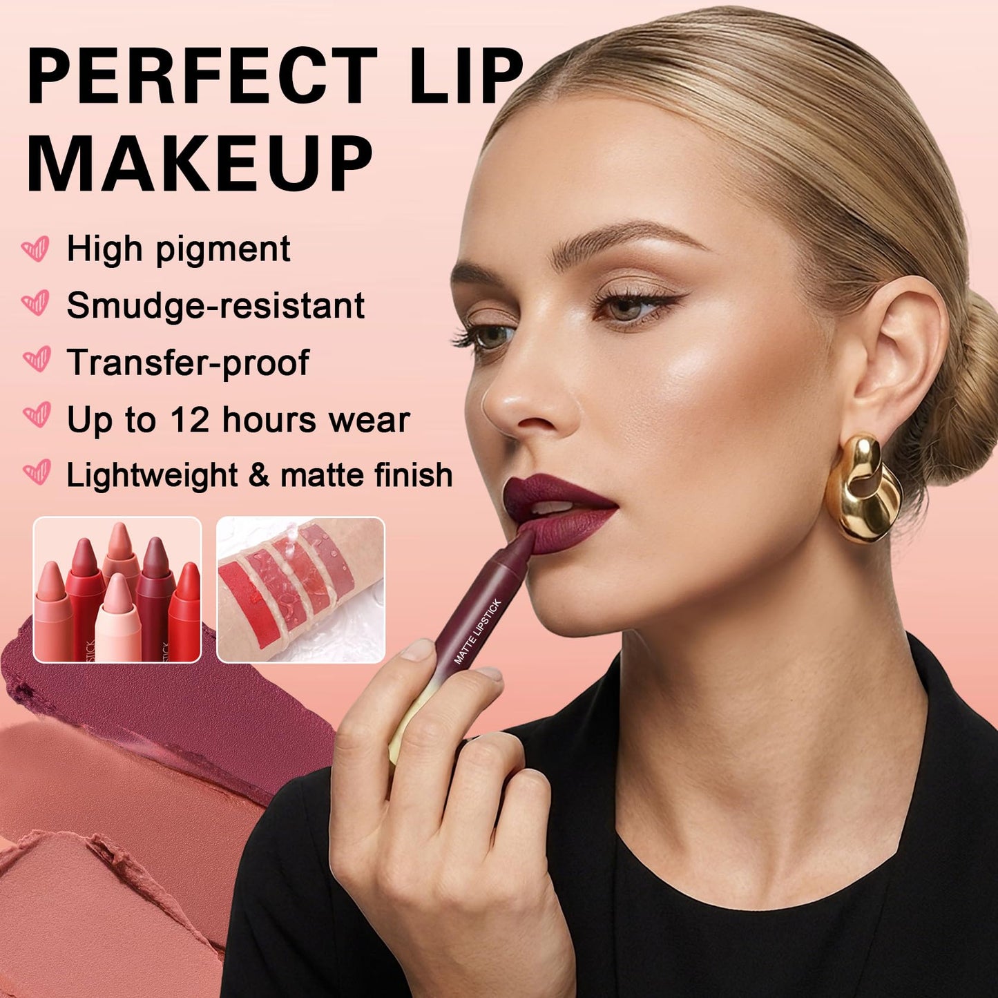 XINGXYUEL 2-in-1 Matte Lip Crayon Nude Lipstick & Lip Liner with Lip Brush for Women, Matte Finish, Smooth Texture, Long Lasting Waterproof, Vegan & Cruelty-Free, #02