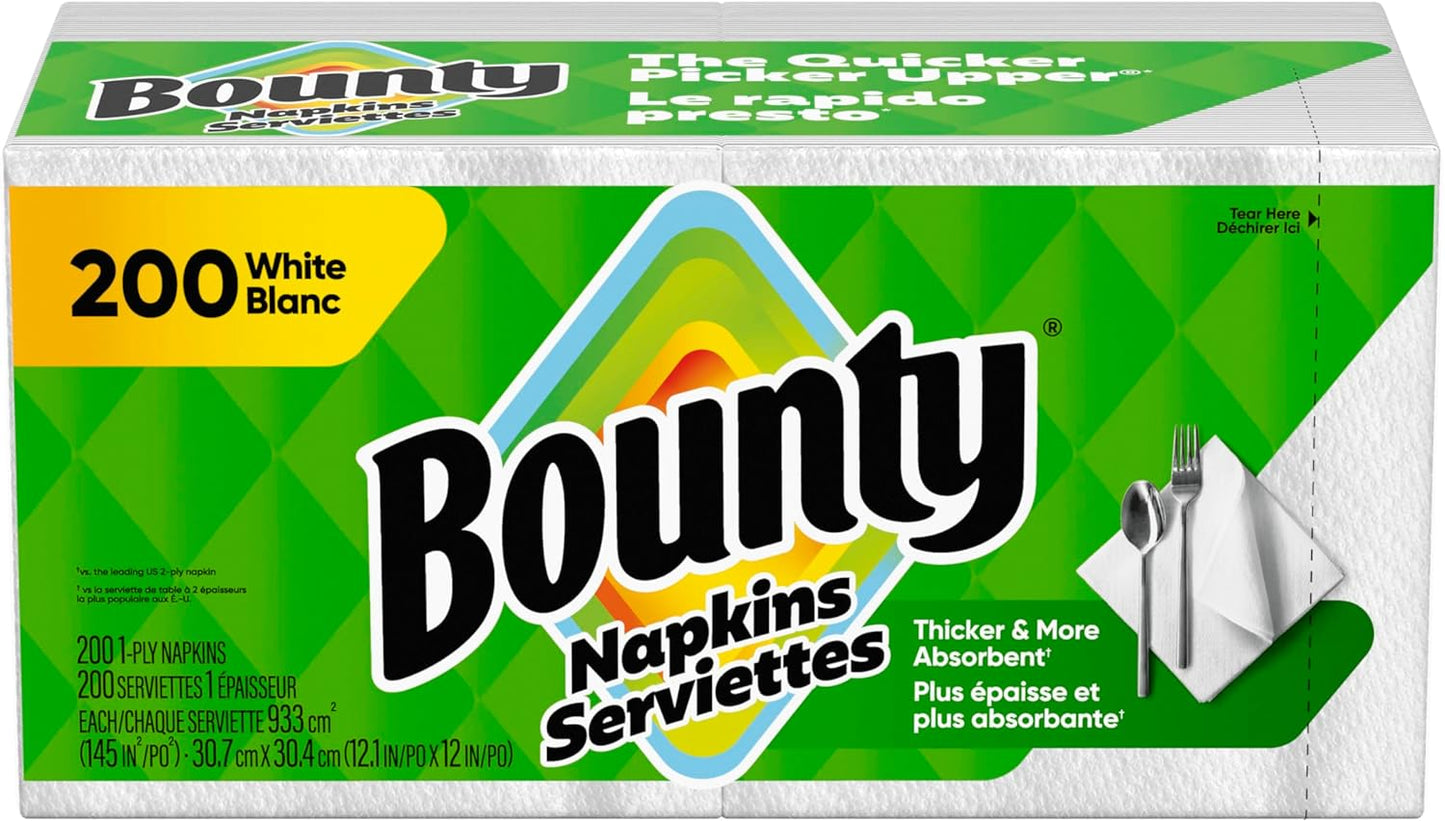 Bounty Paper Napkins - White, 200 Count | Soft & Absorbent for Everyday Use