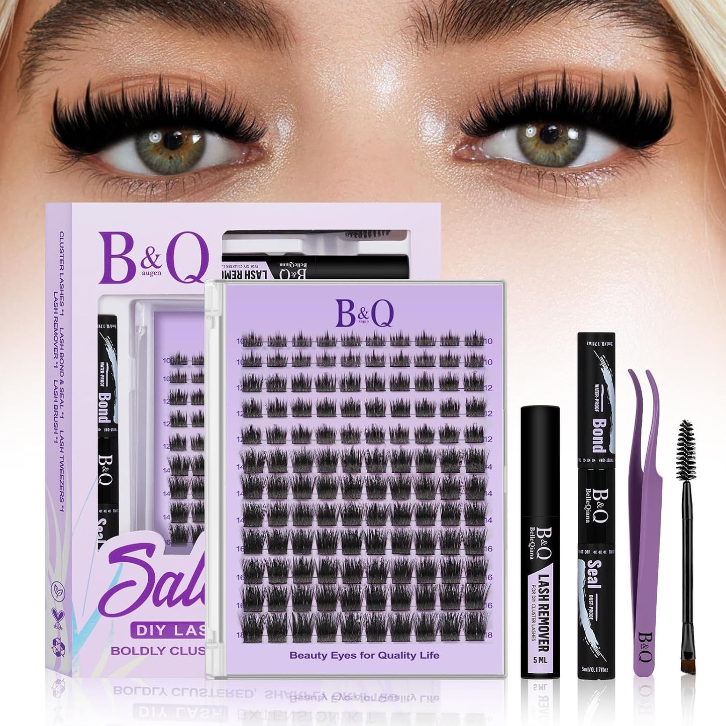 Manga Lash Clusters - Wet-Look Individual Eyelashes | Salon Volume D Curl 10-18mm, 156PCS Reusable DIY Extensions