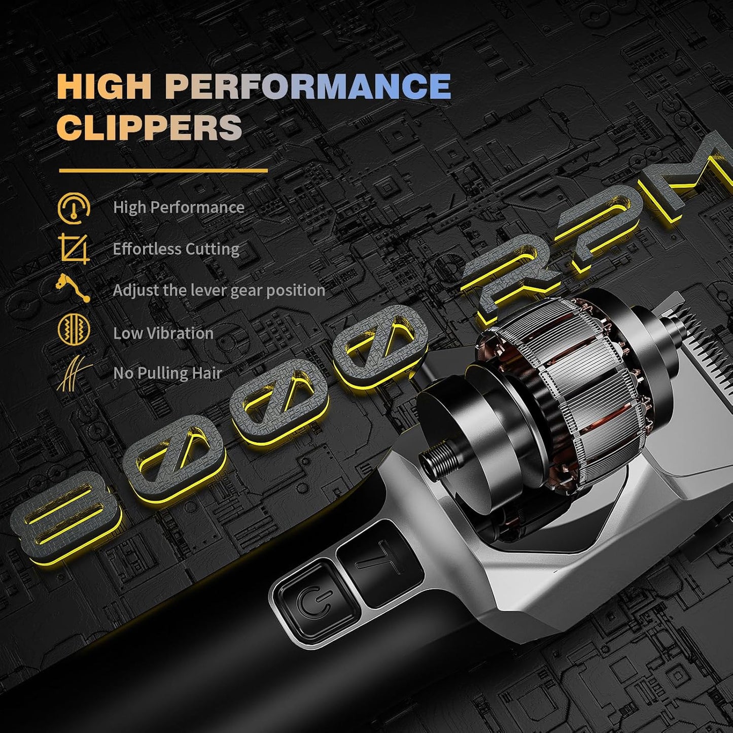 Professional Hair Clippers for Men - 8000RPM Brushless Motor & 440C Steel Blades | Cordless Barber Clippers & Trimmer Set for Fade Designs