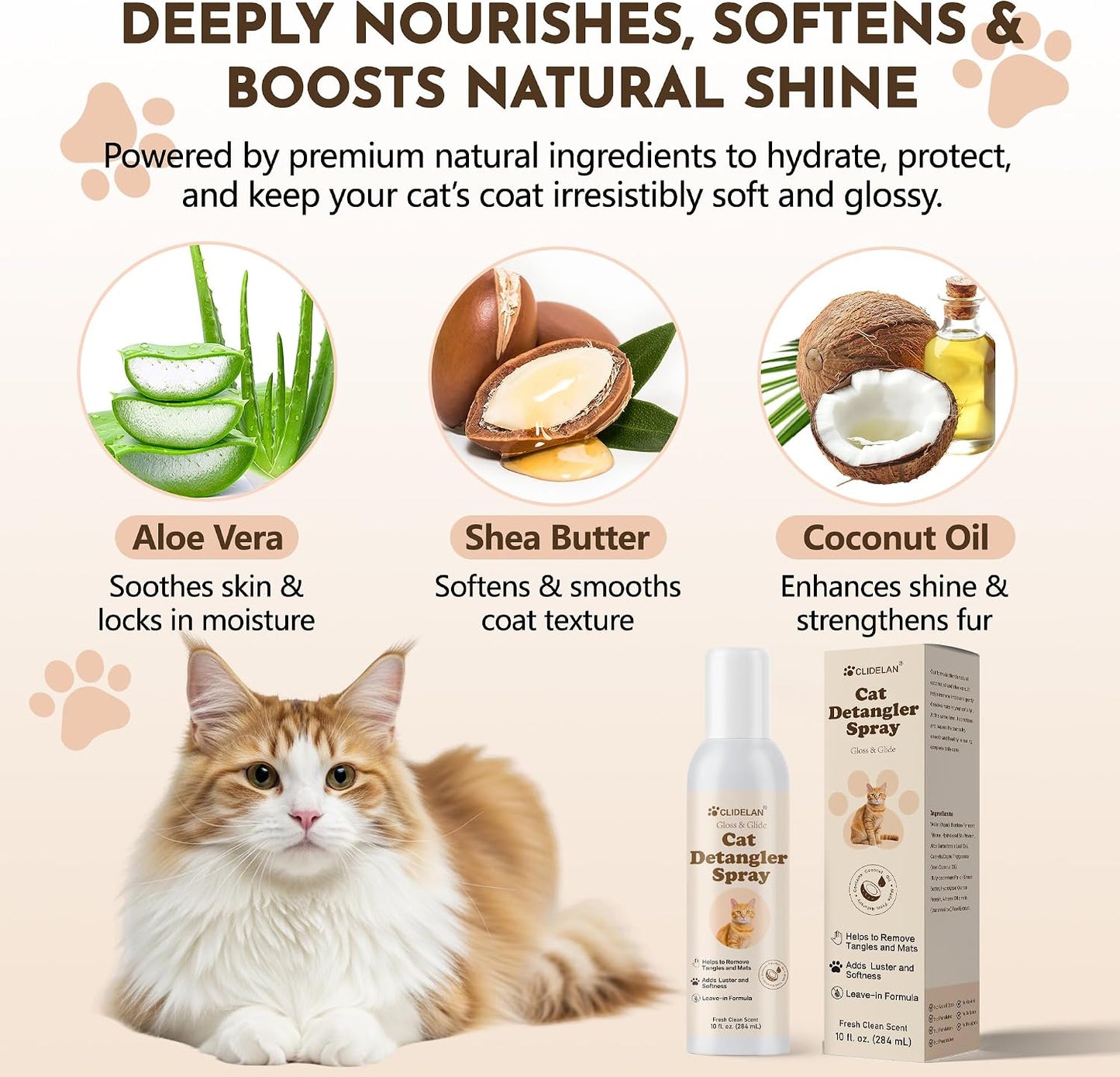 Cat Detangler Spray - Matted Fur Remover for Cats | Loosens Knots, Hydrates Coat & Reduces Pulling